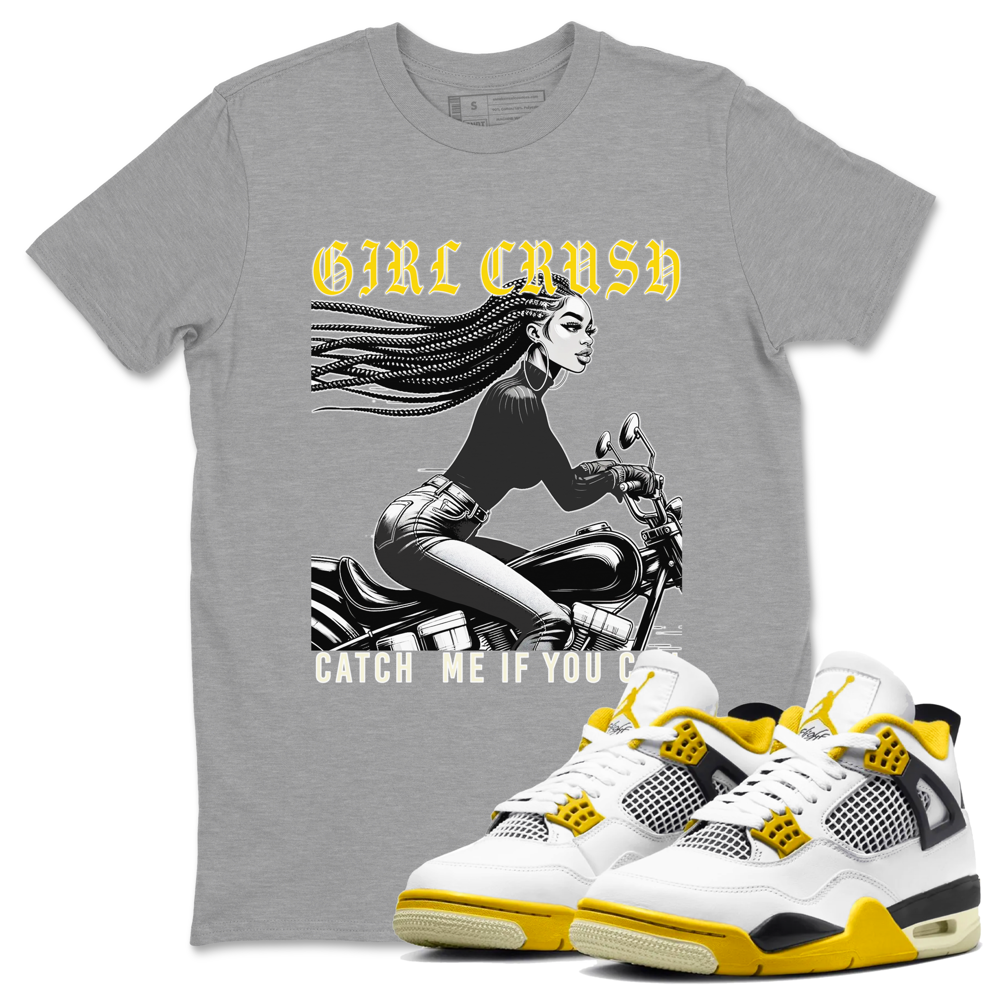Girl Crash snkmatch Tees - Air Jordan 4 Vivid Sulfur