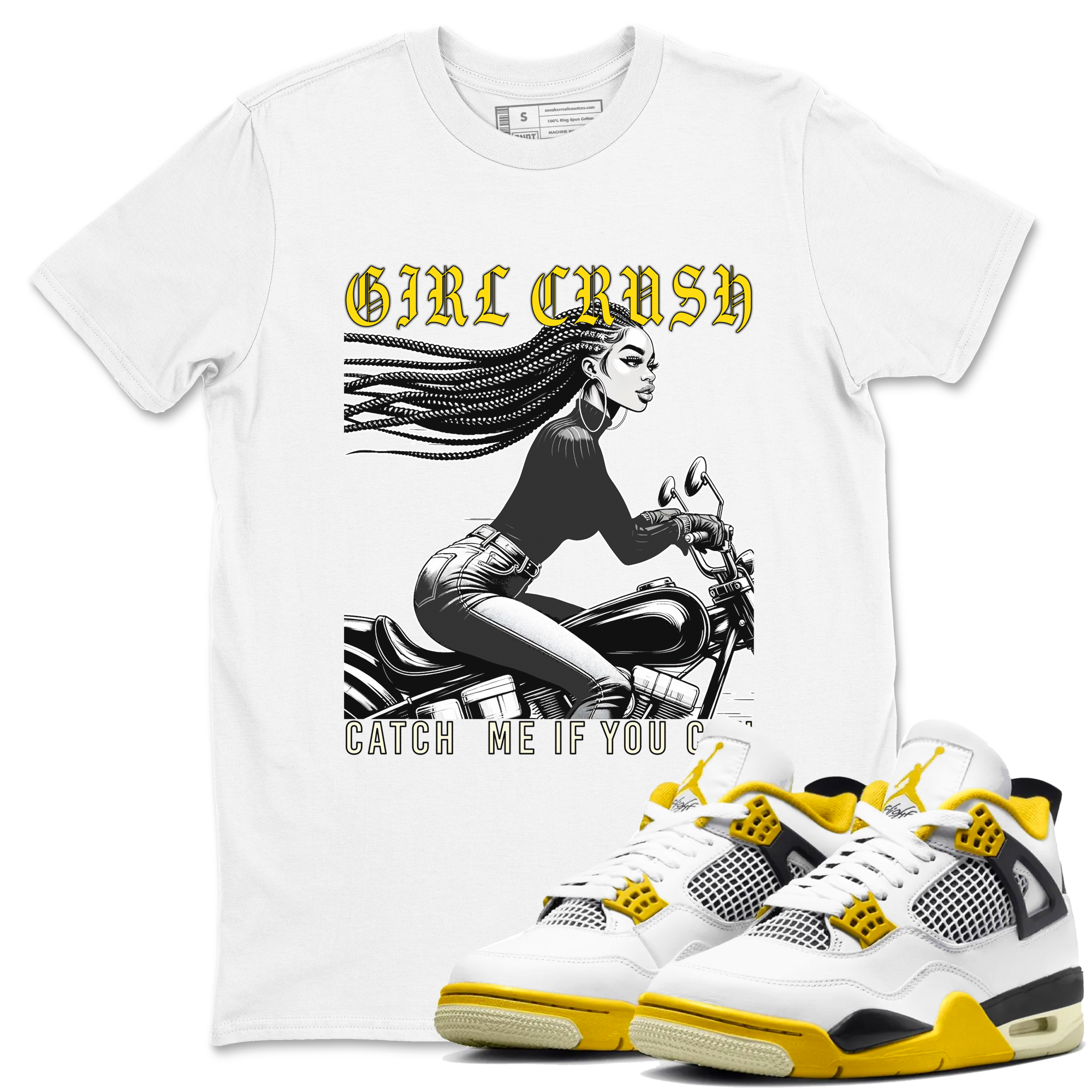 Girl Crash snkmatch Tees - Air Jordan 4 Vivid Sulfur