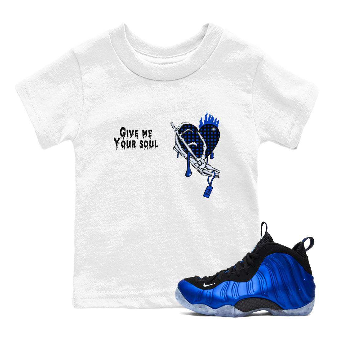 Give Me Your Soul snkmatch Tees Kids - Air Foamposite One Royal