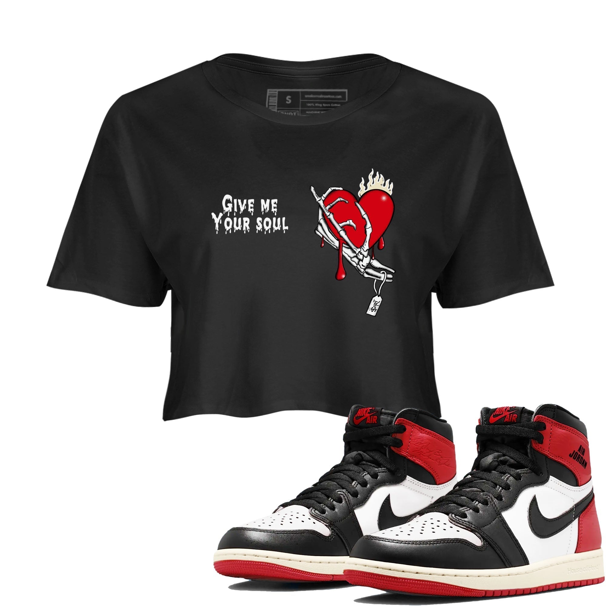 Give Me Your Soul snkmatch Women's Top - Air Jordan 1 Black Toe Reimagined