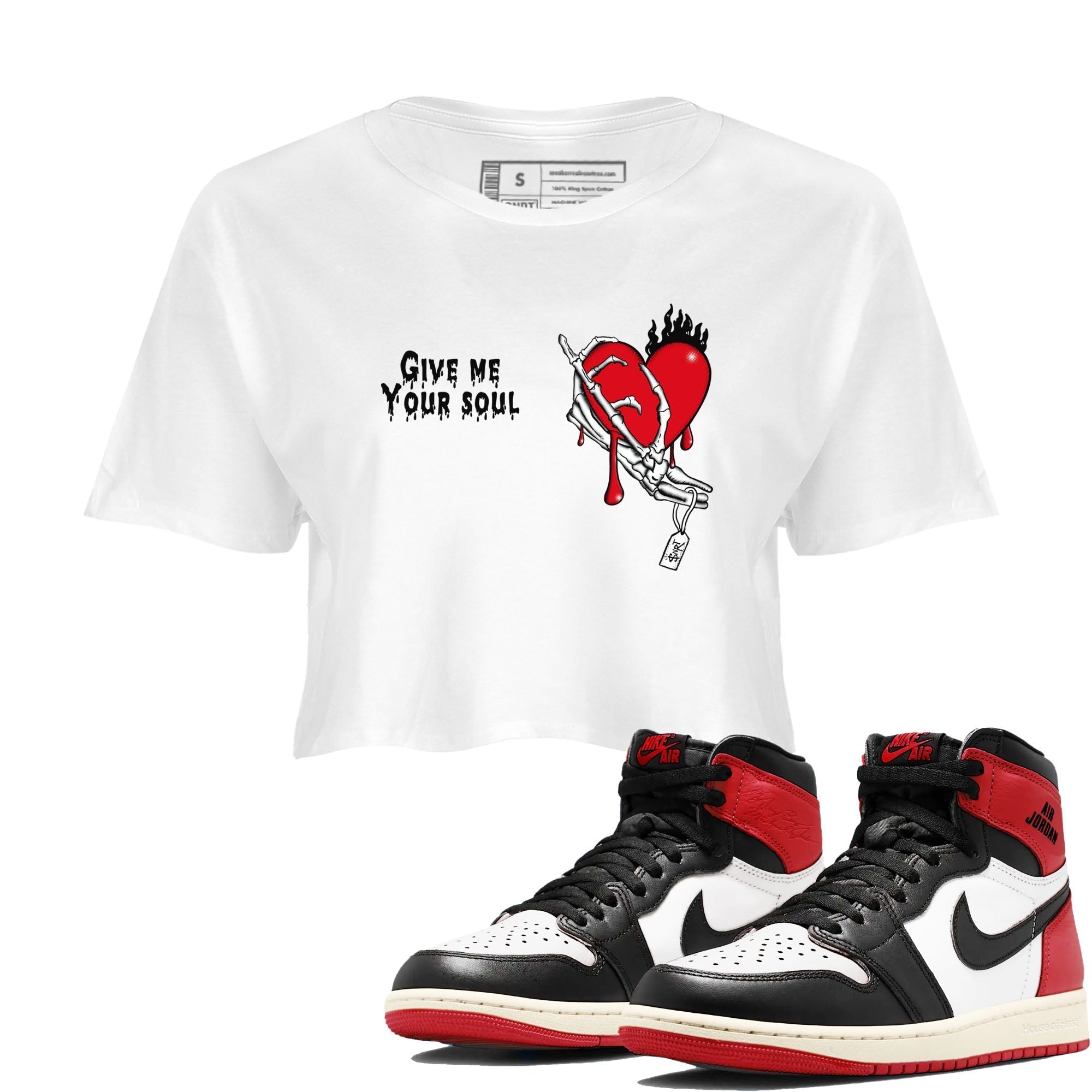 Give Me Your Soul snkmatch Women's Top - Air Jordan 1 Black Toe Reimagined