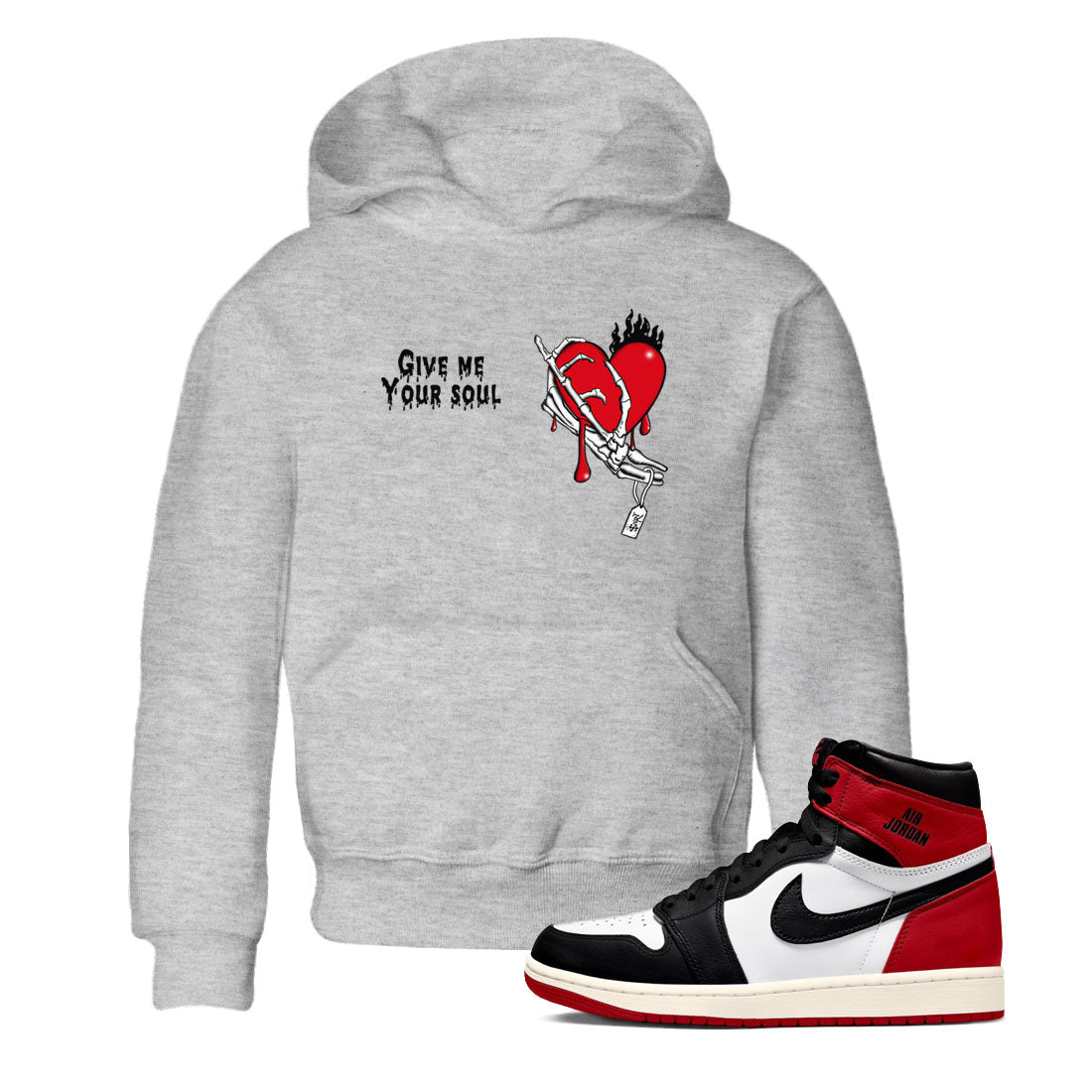 Give Me Your Soul snkmatch Tees Kids - Air Jordan 1 Black Toe Reimagined