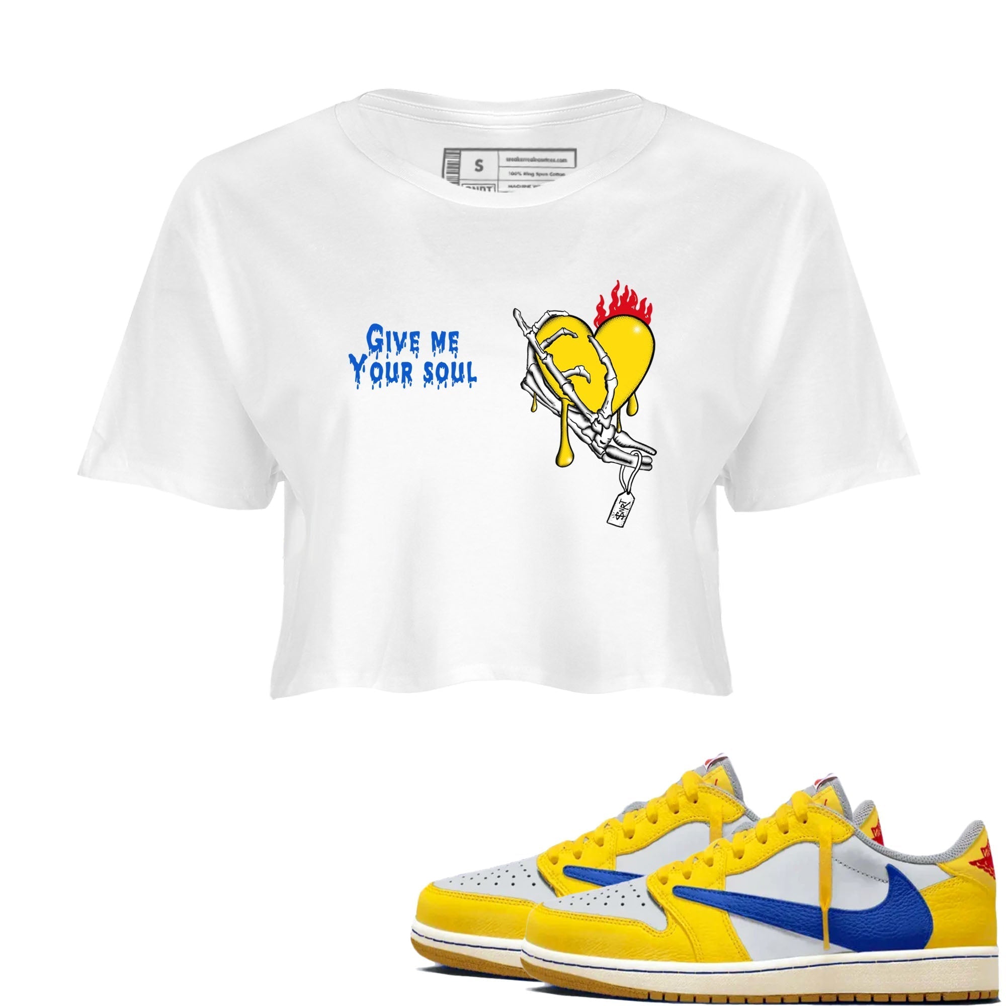 Give Me Your Soul snkmatch Women's Top - Air Jordan 1 Travis Scott Canary