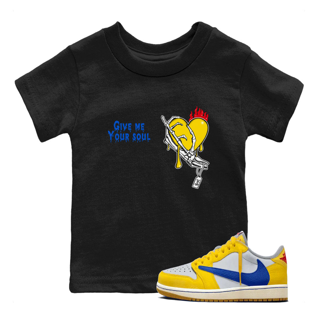 Give Me Your Soul snkmatch Tees Kids - Air Jordan 1 Travis Scott Canary