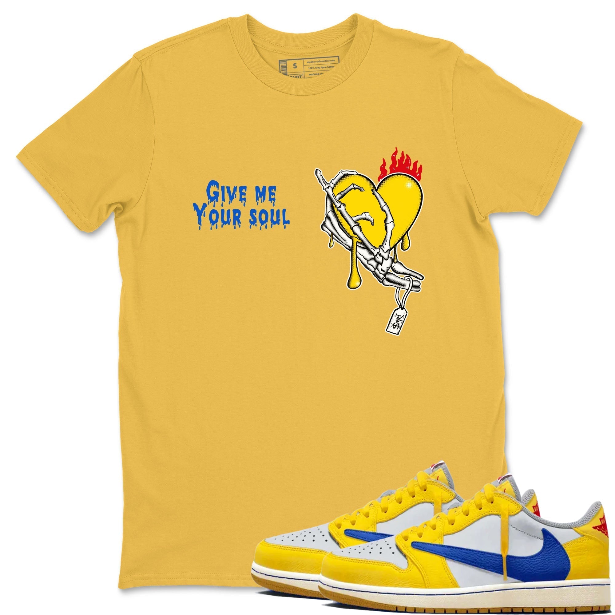 Give Me Your Soul snkmatch Tees - Air Jordan 1 Travis Scott Canary