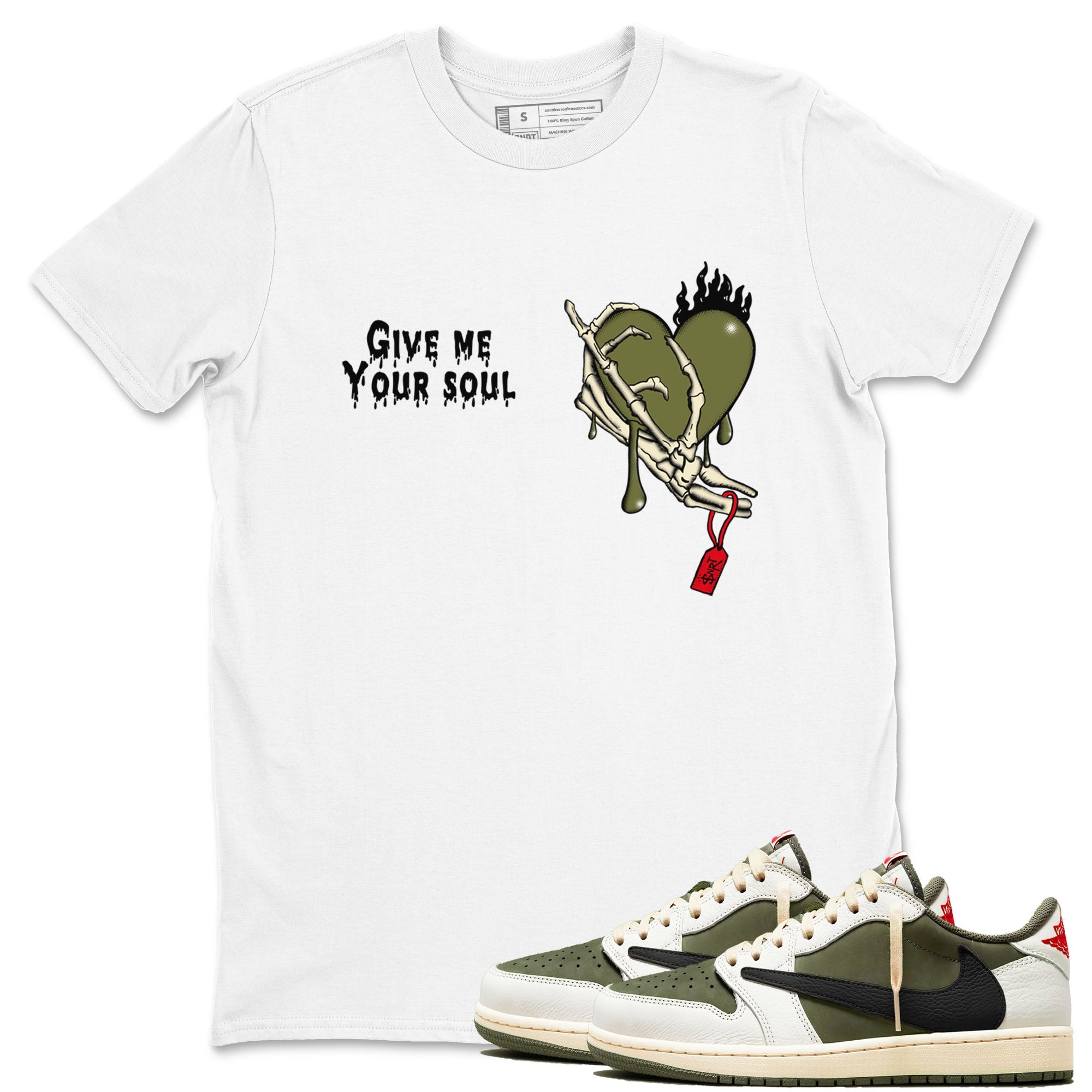 Give Me Your Soul snkmatch Tees - Air Jordan 1 Travis Scott Medium Olive