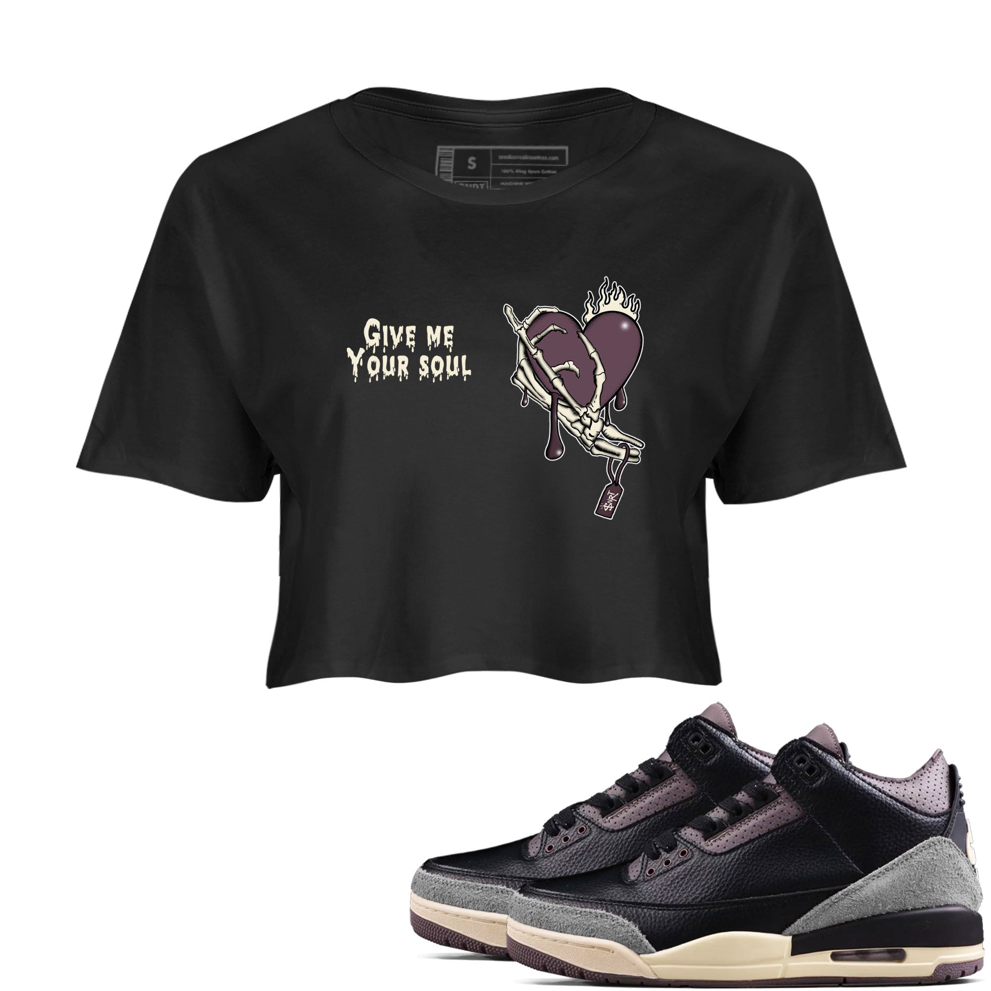 Give Me Your Soul snkmatch Women's Top - Air Jordan 3 A Ma Maniere x Black