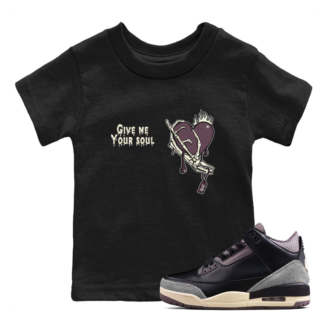 Give Me Your Soul snkmatch Tees Kids - Air Jordan 3 A Ma Maniere x Black