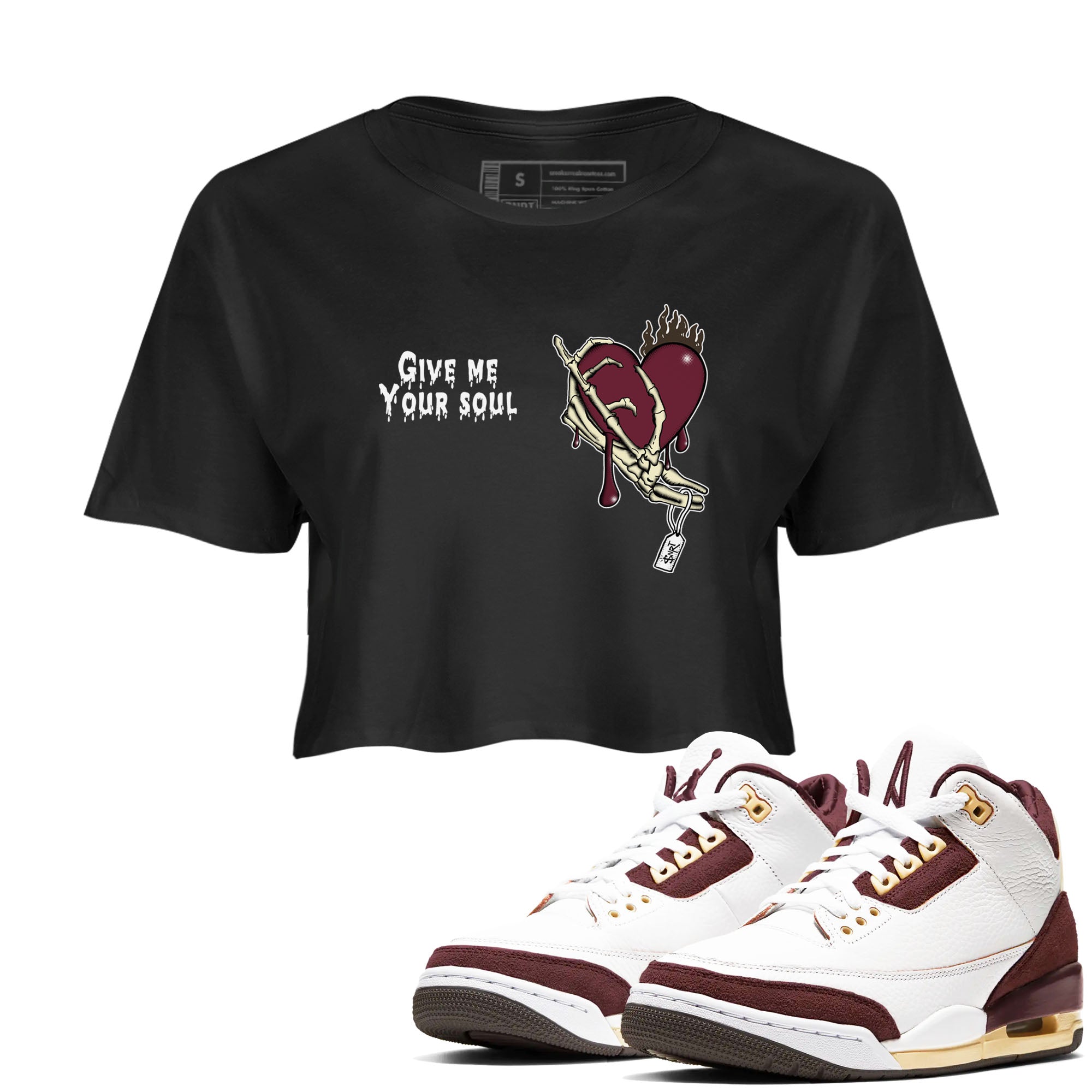 Give Me Your Soul snkmatch Women's Top - Air Jordan 3 A Ma Maniere x Burgundy Crush