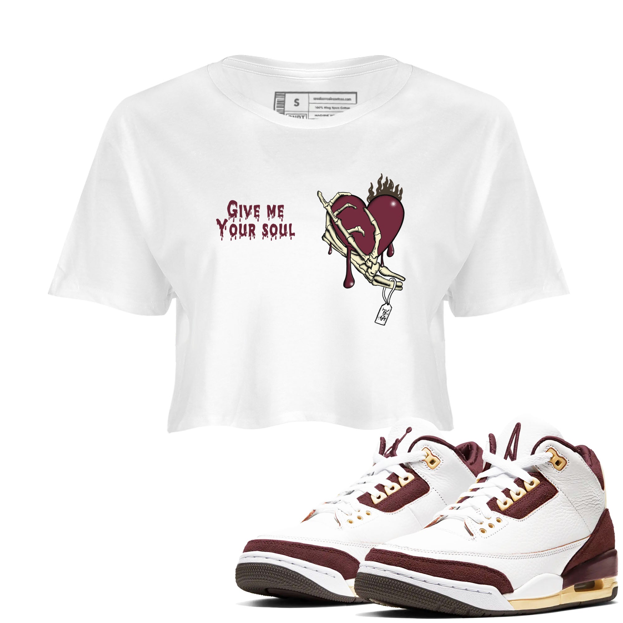 Give Me Your Soul snkmatch Women's Top - Air Jordan 3 A Ma Maniere x Burgundy Crush