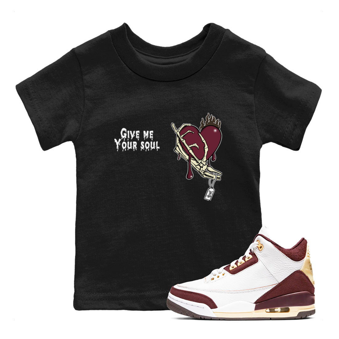Give Me Your Soul snkmatch Tees Kids - Air Jordan 3 A Ma Maniere x Burgundy Crush