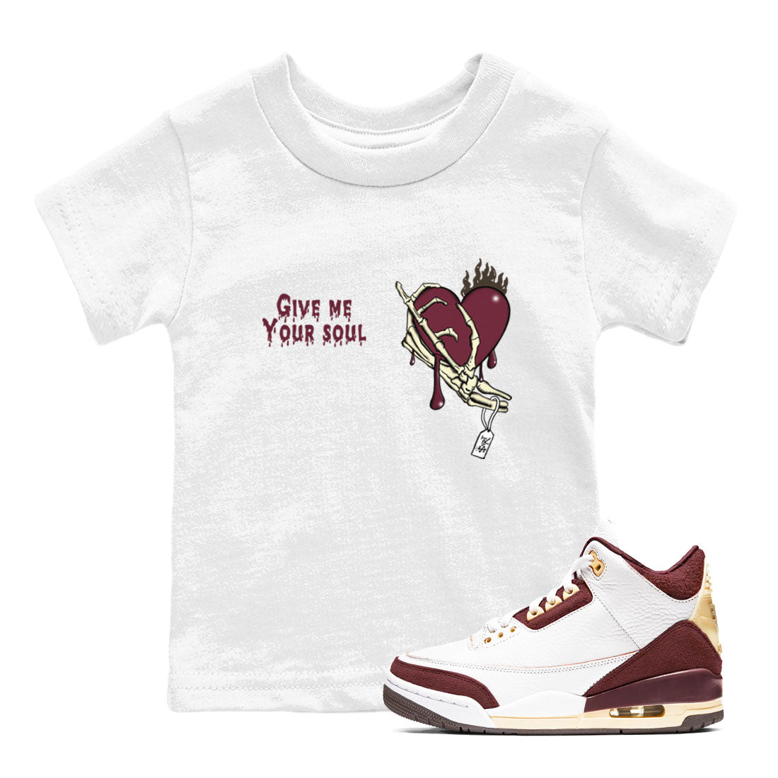 Give Me Your Soul snkmatch Tees Kids - Air Jordan 3 A Ma Maniere x Burgundy Crush