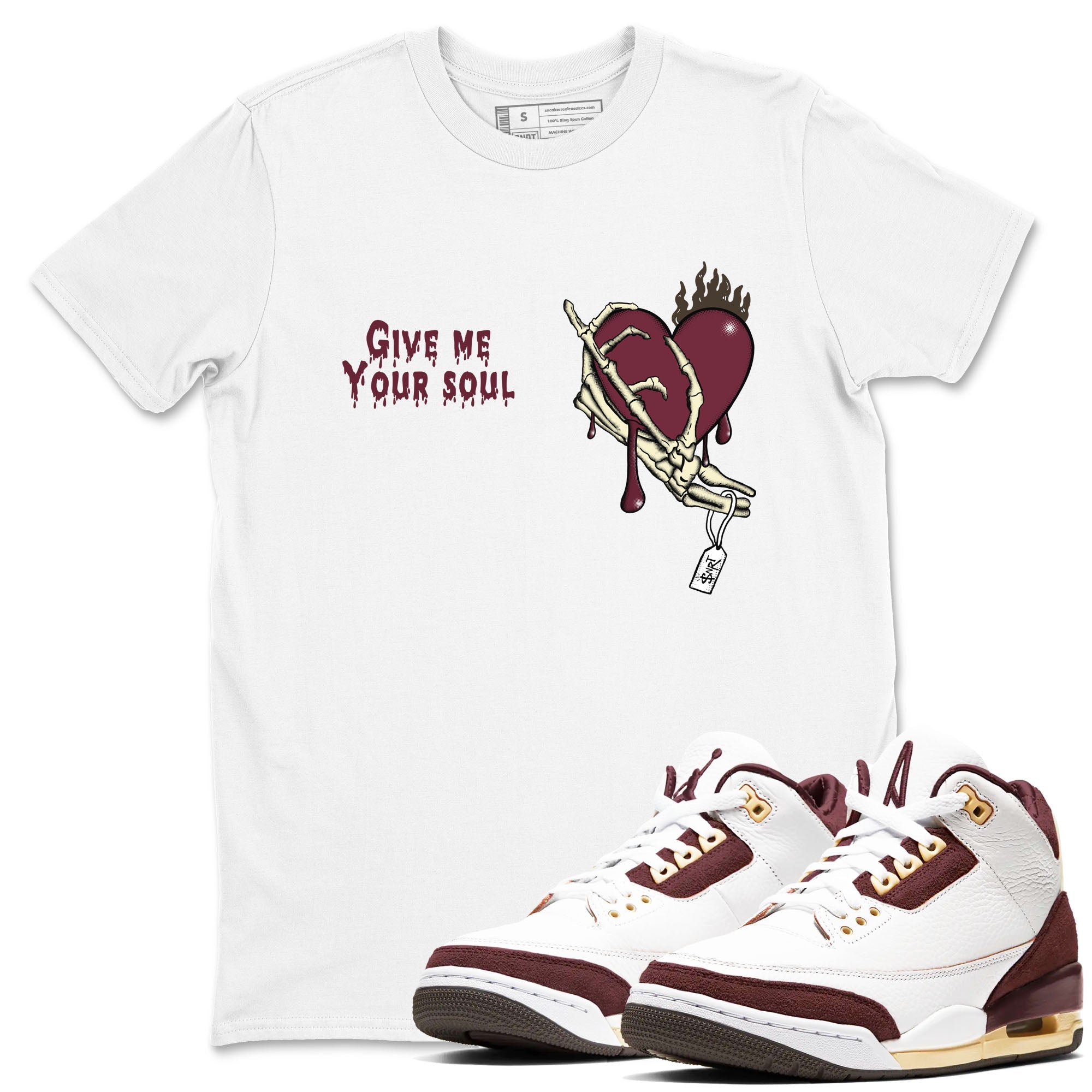 Give Me Your Soul snkmatch Tees - Air Jordan 3 A Ma Maniere x Burgundy Crush