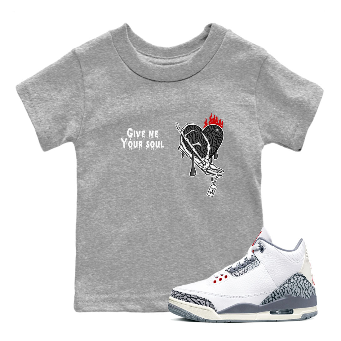 Give Me Your Soul snkmatch Tees Kids - Air Jordan 3 Cement Grey