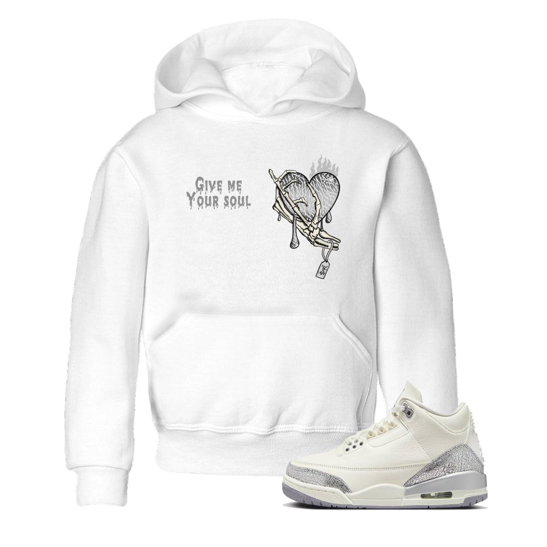 Give Me Your Soul snkmatch Tees Kids - Air Jordan 3 Sail and Cement Grey