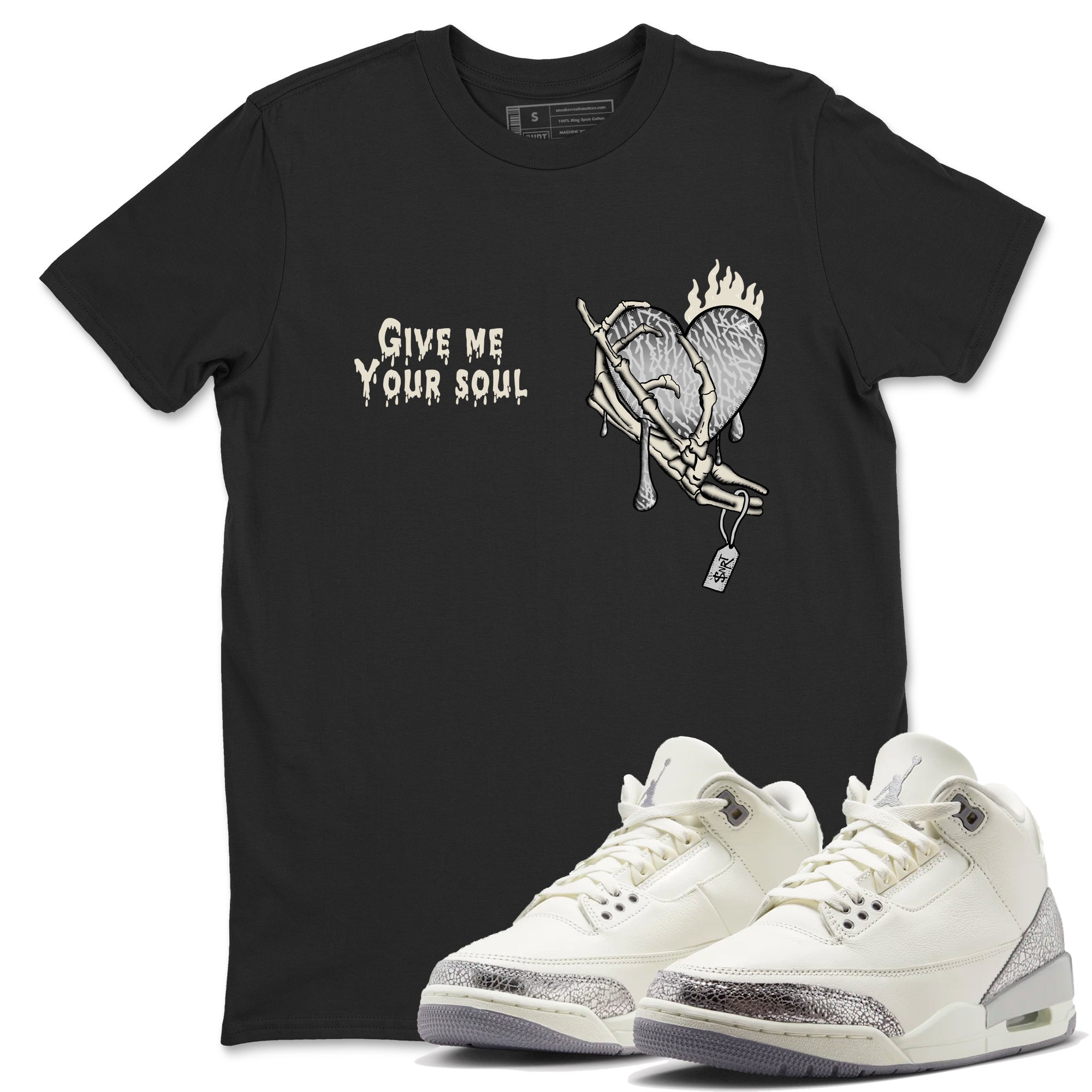 Give Me Your Soul snkmatch Tees - Air Jordan 3 Sail and Cement Grey