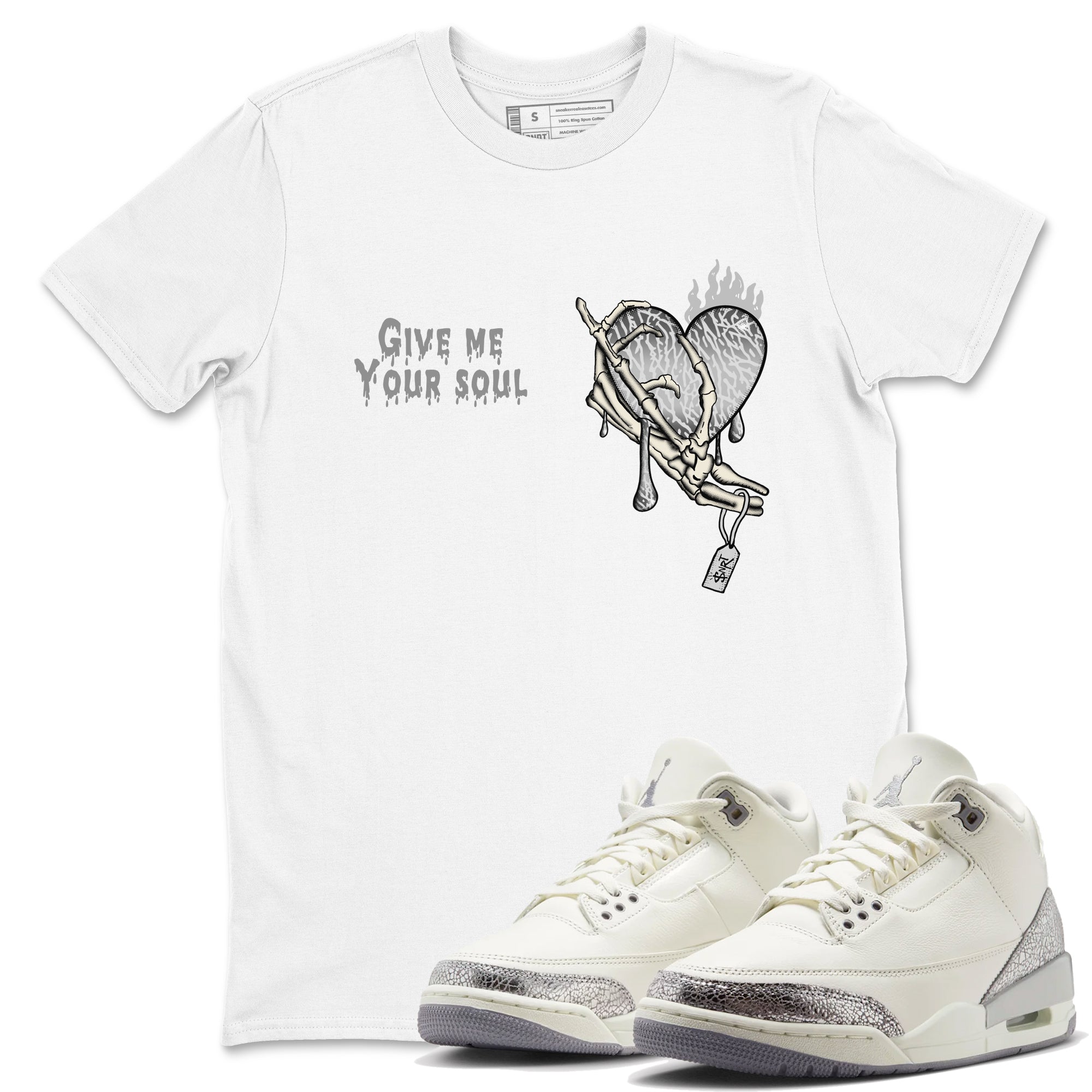 Give Me Your Soul snkmatch Tees - Air Jordan 3 Sail and Cement Grey