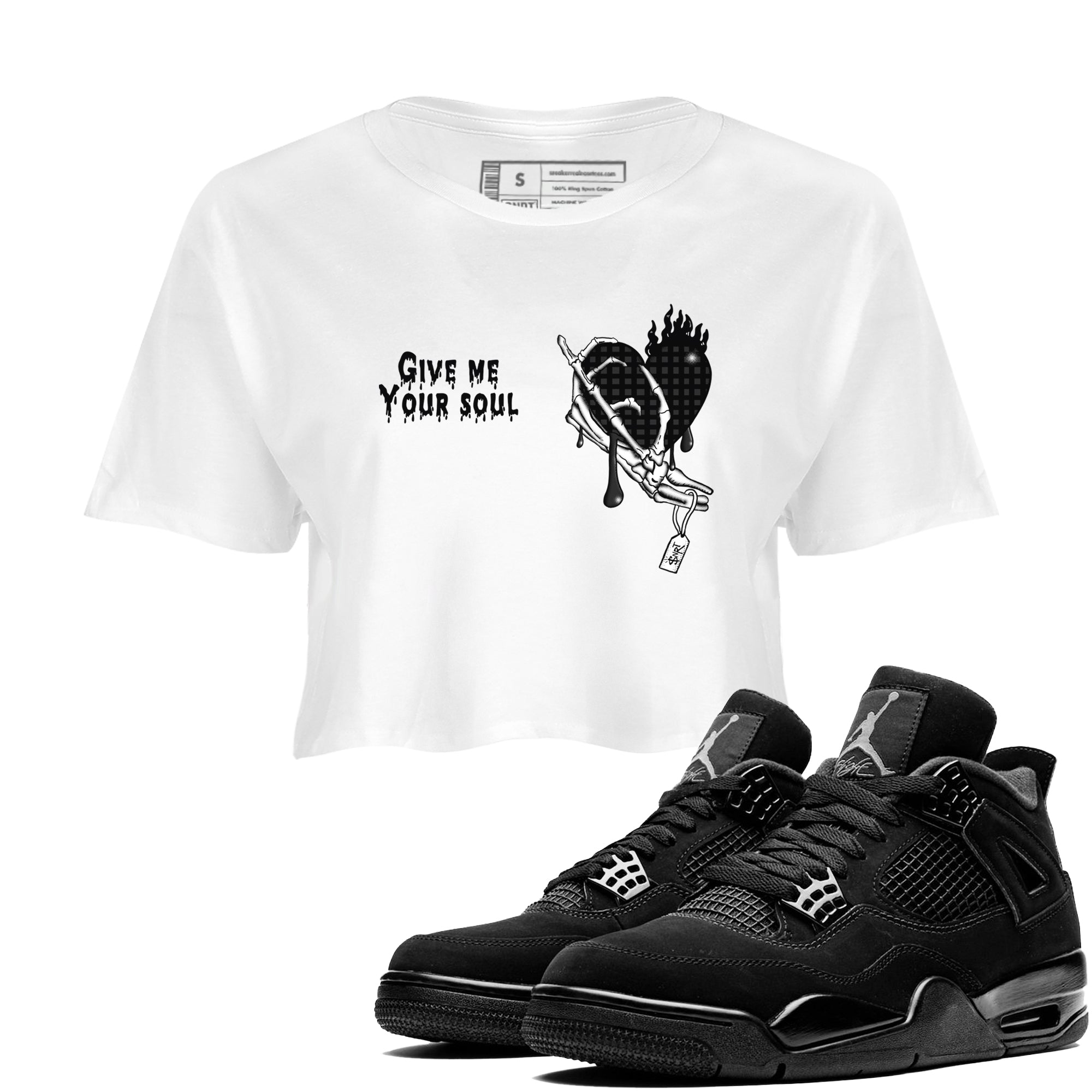 Give Me Your Soul snkmatch Women's Top - Air Jordan 4 Black Cat