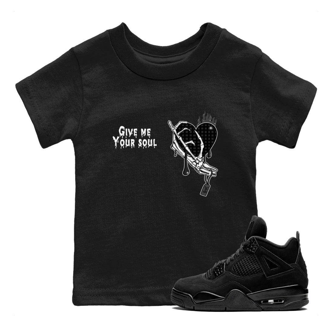 Give Me Your Soul snkmatch Tees Kids - Air Jordan 4 Black Cat