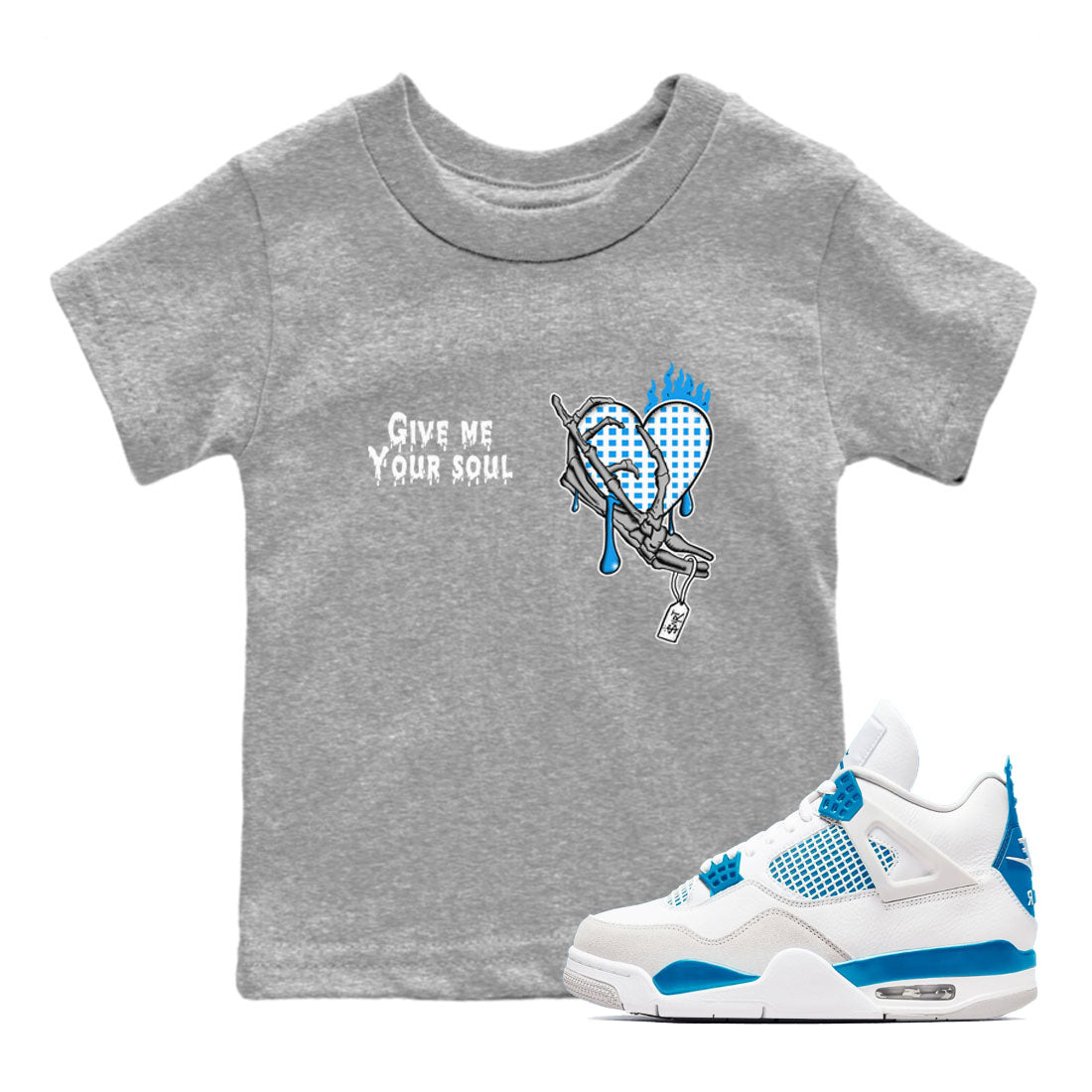 Give Me Your Soul snkmatch Tees Kids - Air Jordan 4 Military Blue