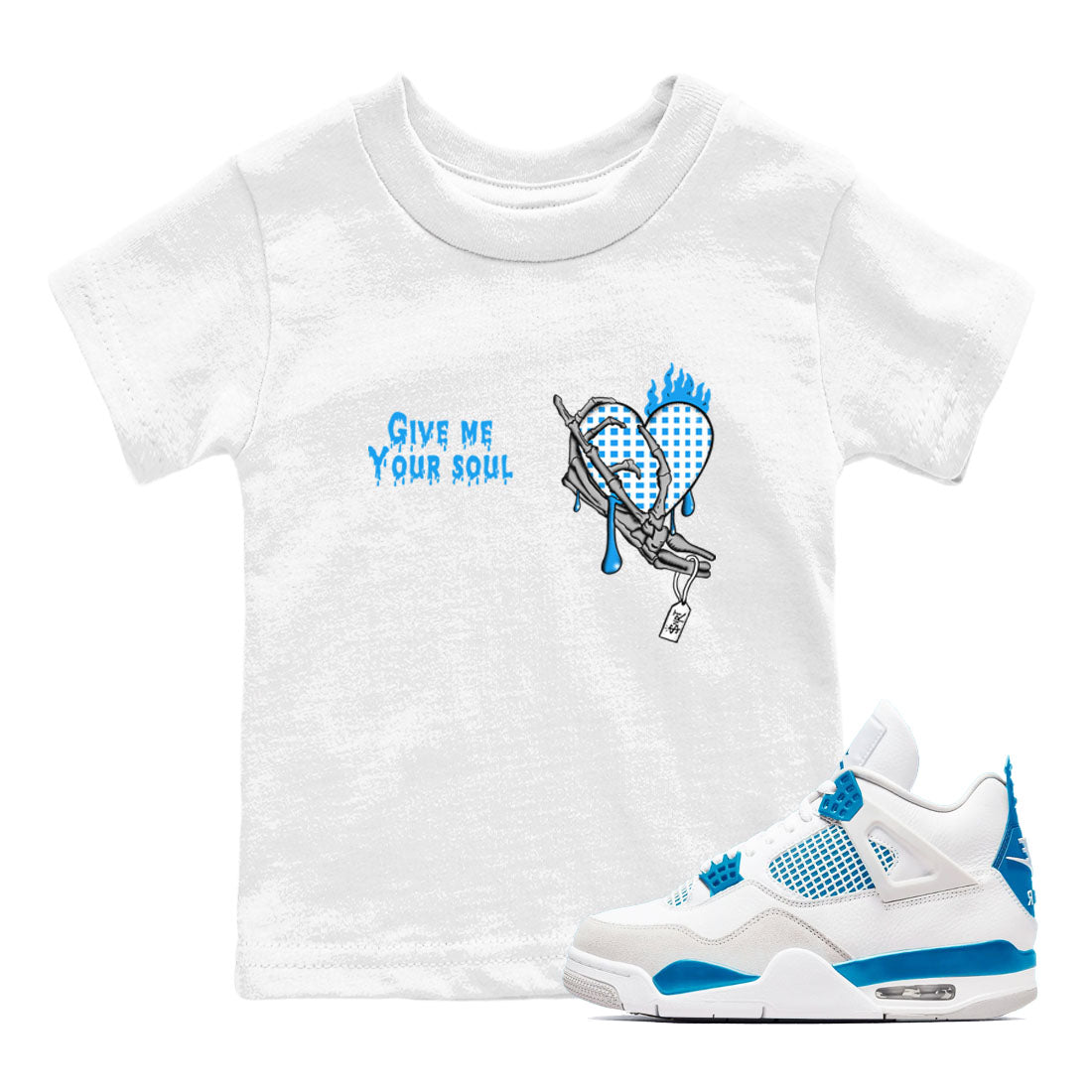 Give Me Your Soul snkmatch Tees Kids - Air Jordan 4 Military Blue