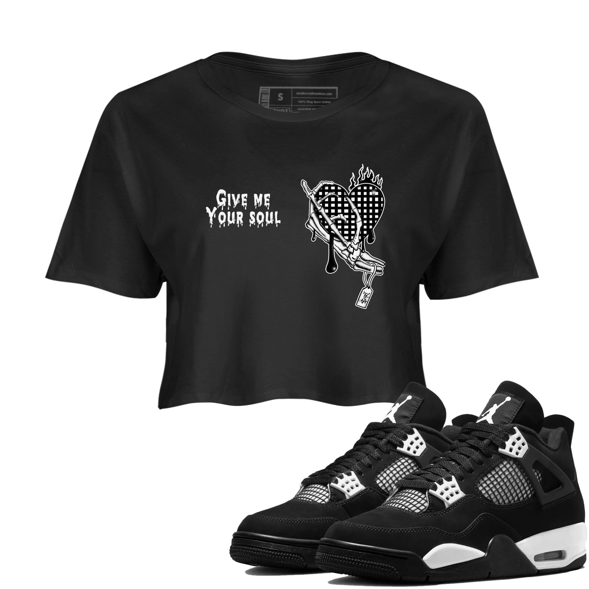 Give Me Your Soul snkmatch Women's Top - Air Jordan 4 White Thunder