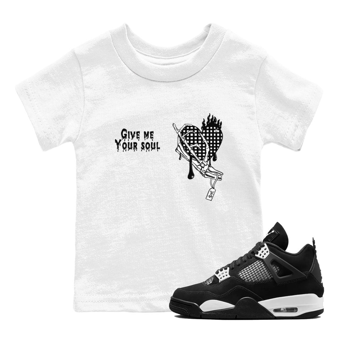 Give Me Your Soul snkmatch Tees Kids - Air Jordan 4 White Thunder