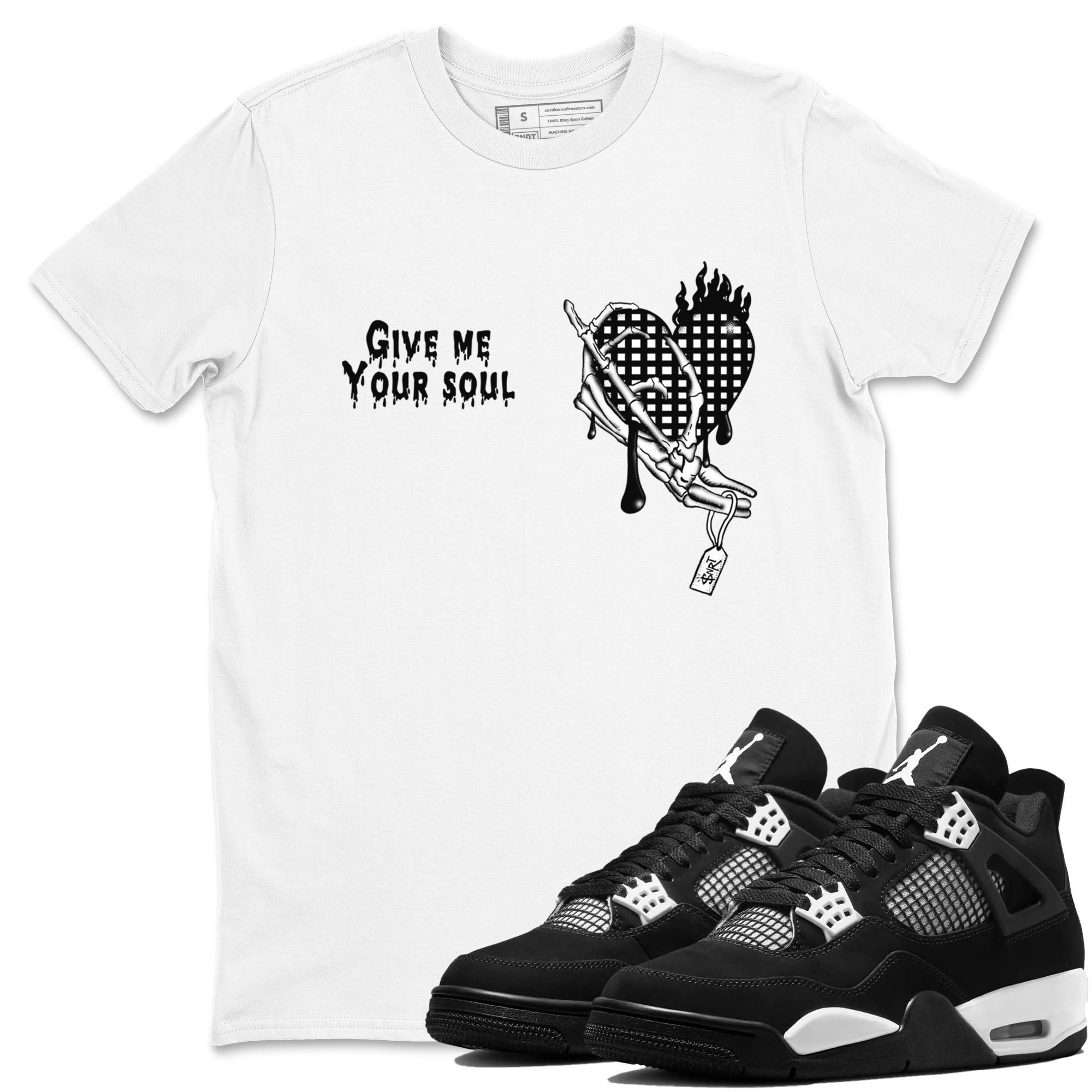 Give Me Your Soul snkmatch Tees - Air Jordan 4 White Thunder