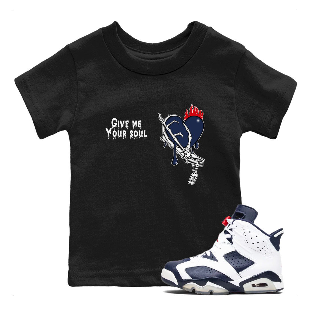 Give Me Your Soul snkmatch Tees Kids - Air Jordan 6 White And Midnight Navy
