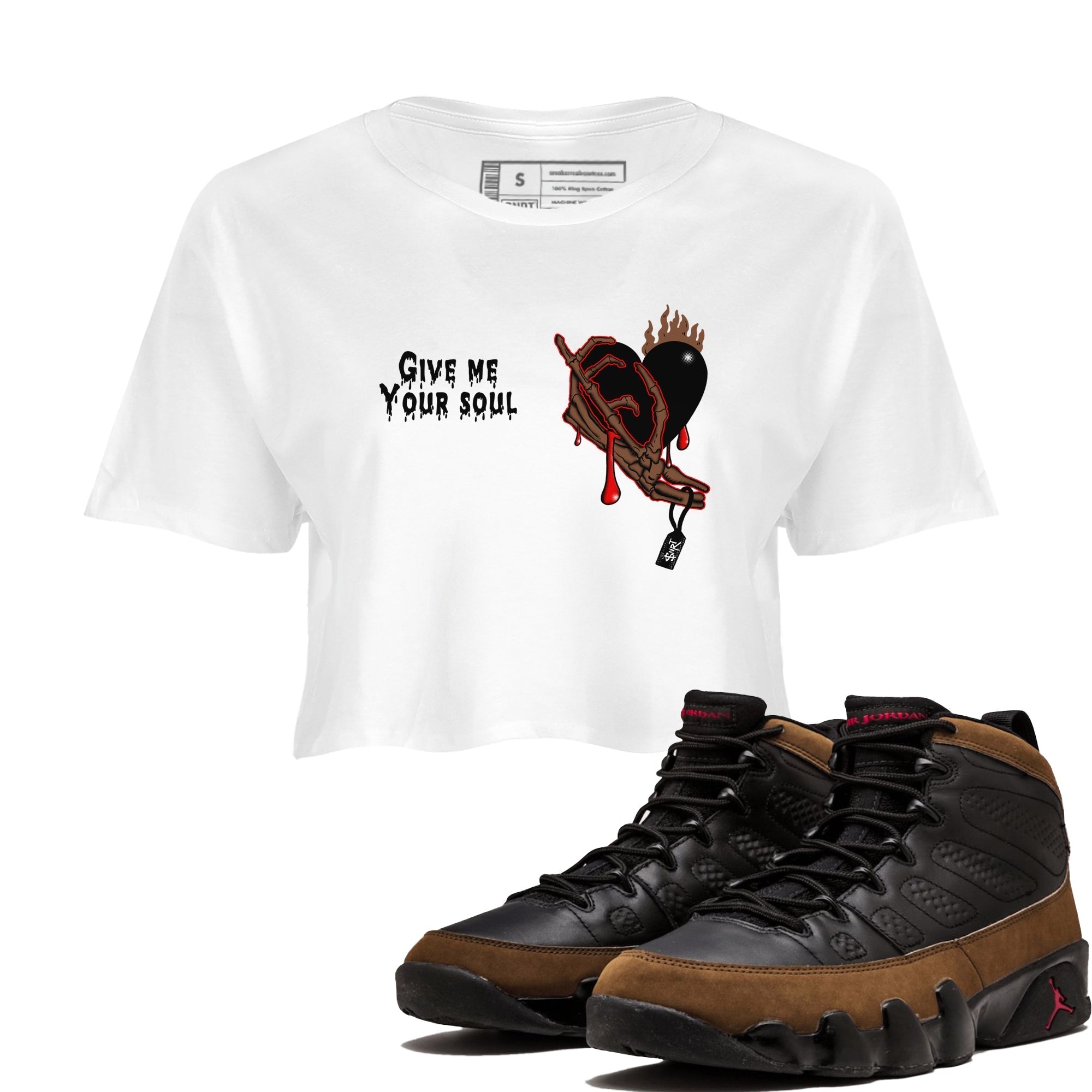 Give Me Your Soul snkmatch Women's Top - Air Jordan 9 Olive