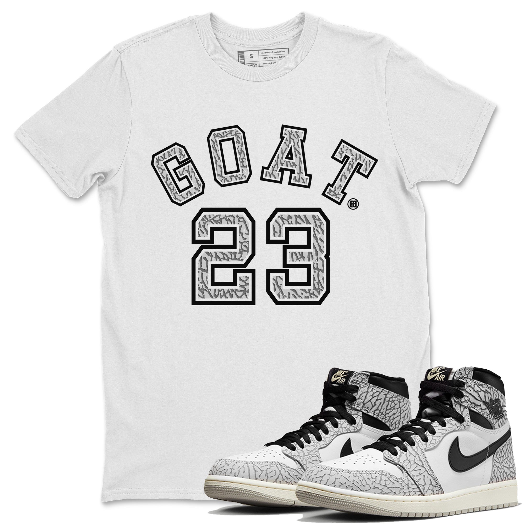 Goat 23 Unisex Tops - Air Jordan 1 White Cement