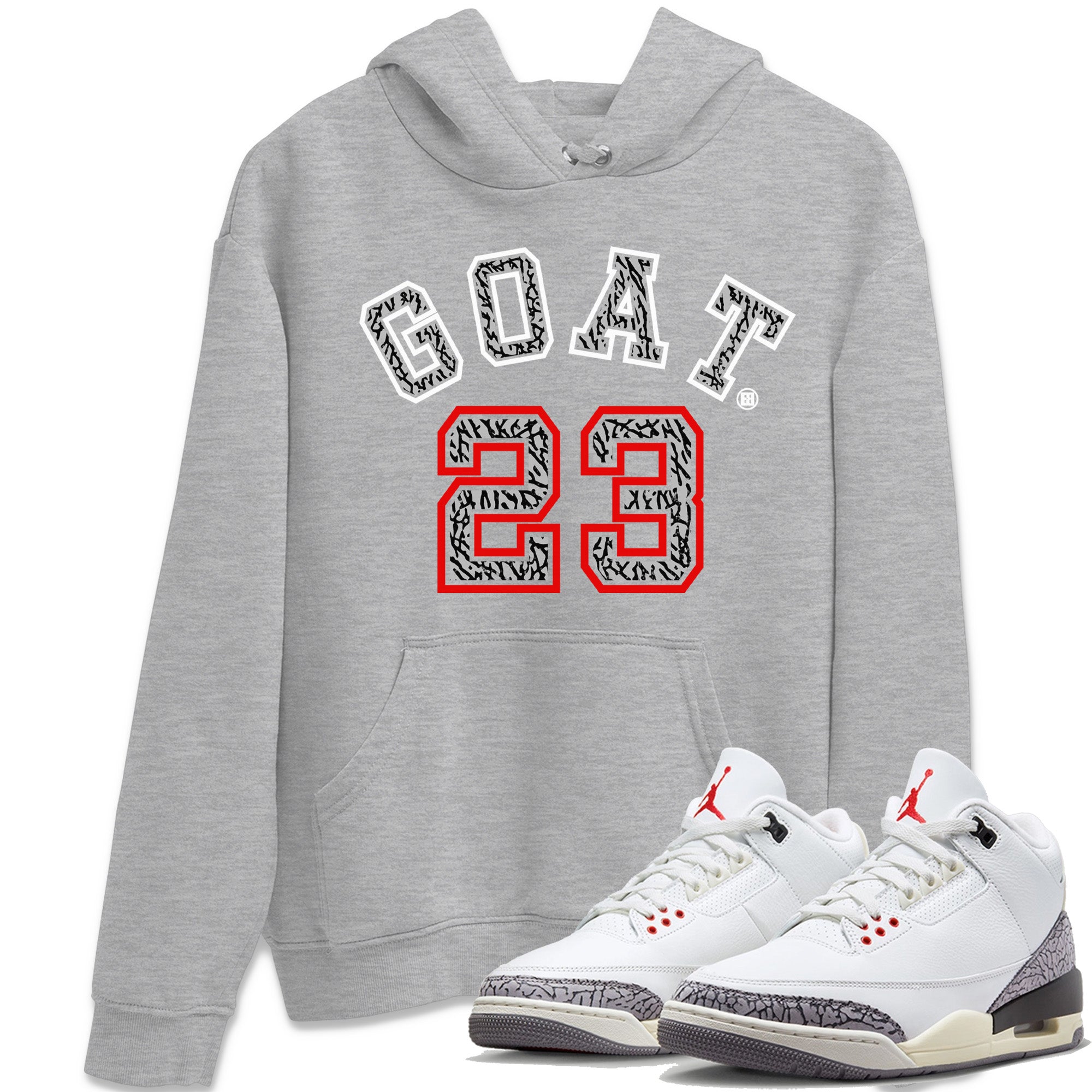 Goat 23 Unisex Tops - Air Jordan 3 White Cement