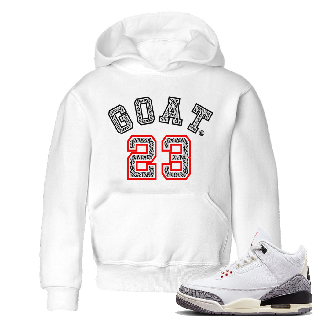 Goat 23 Kids Tops - Air Jordan 3 White Cement