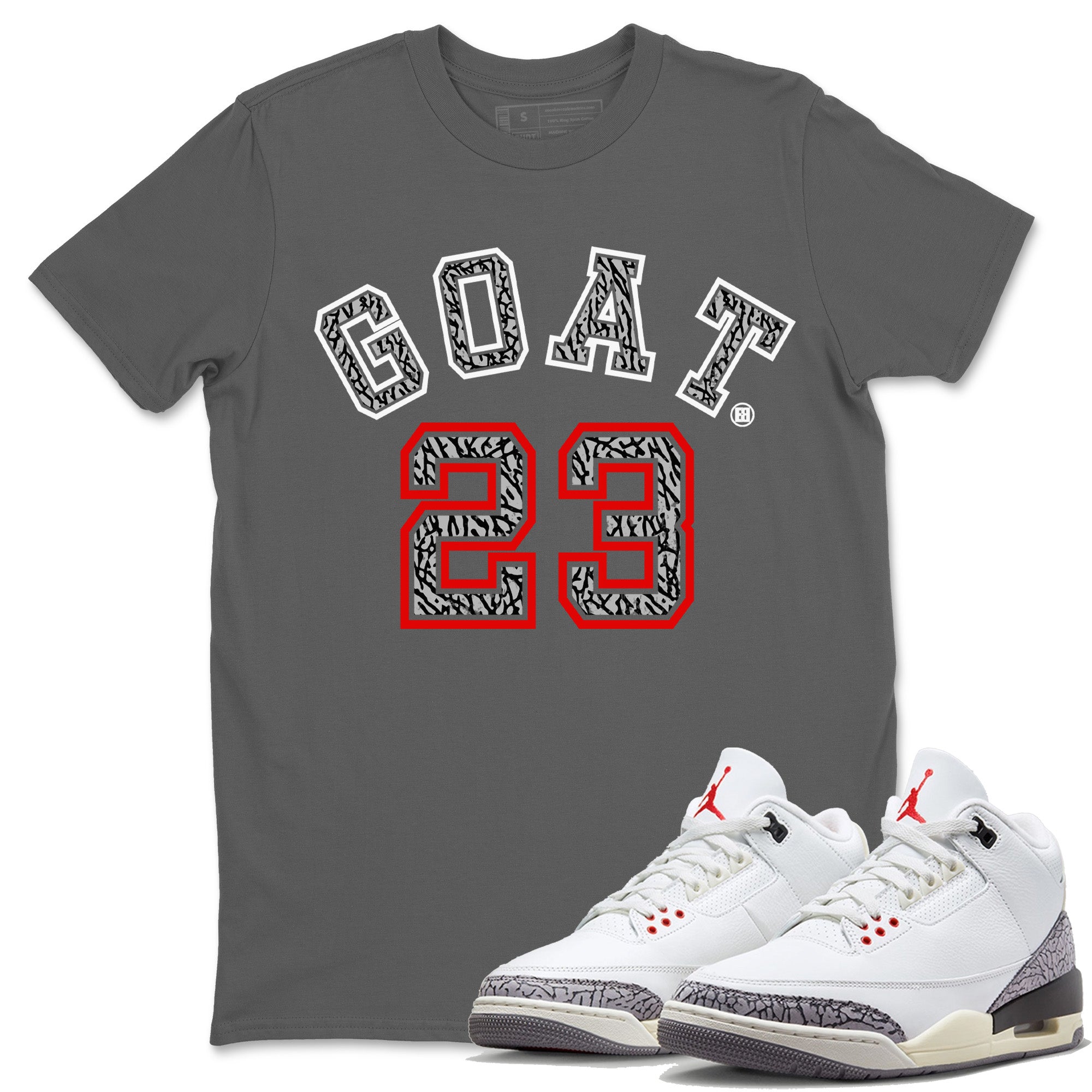 Goat 23 Unisex Tops - Air Jordan 3 White Cement