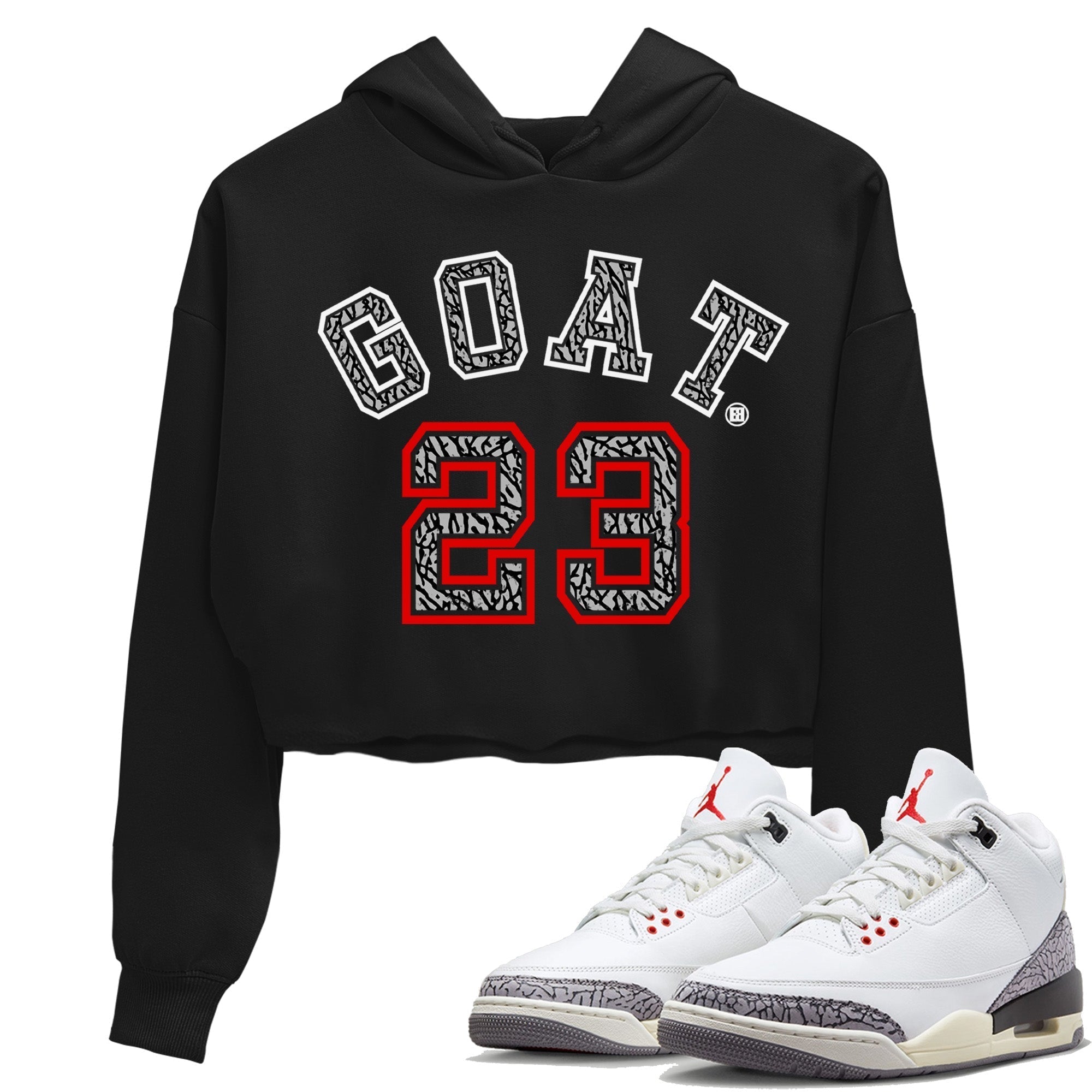 Goat 23 Women's Tops - Air Jordan 3 White Cement