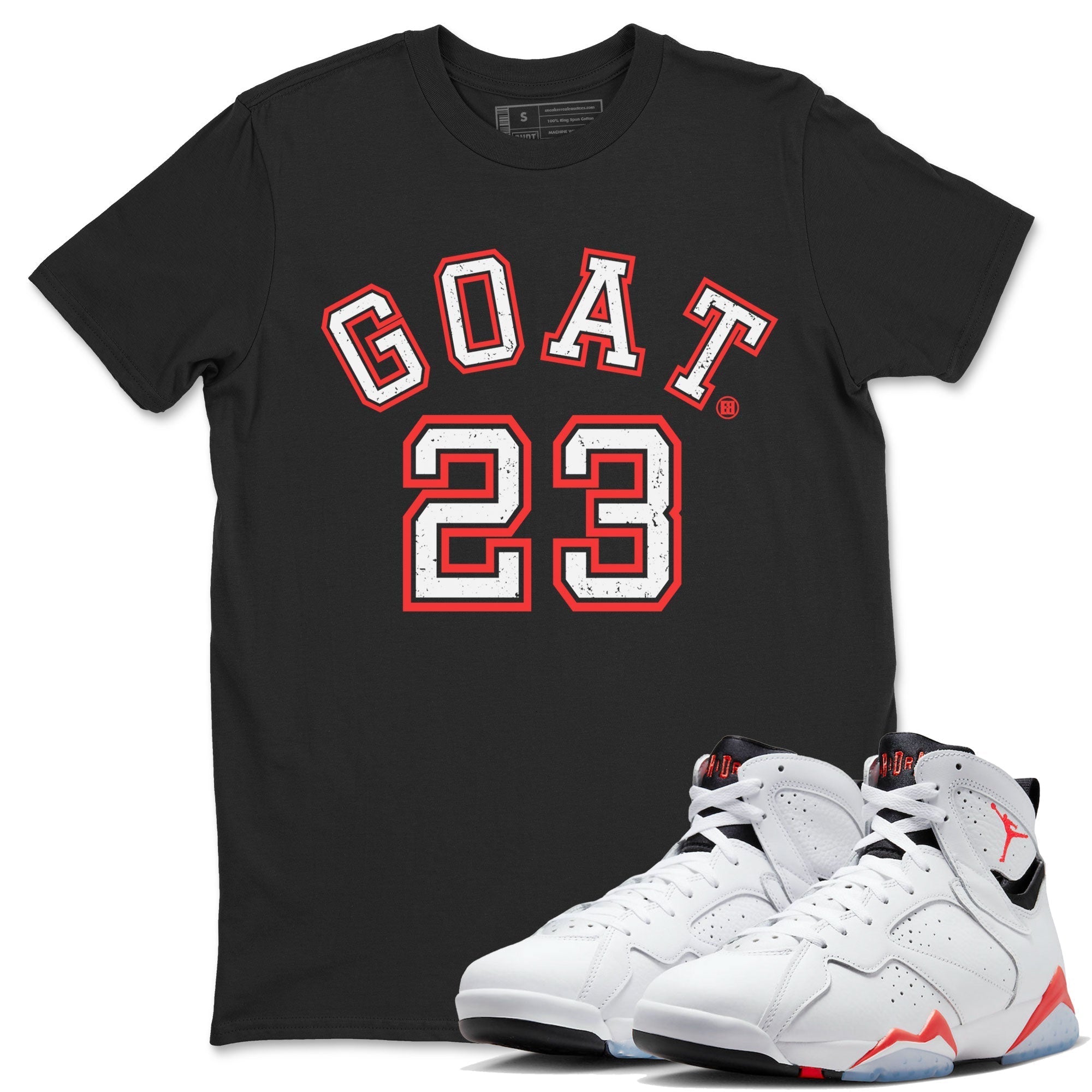 Goat 23 Unisex Tops - Air Jordan 7 White Infrared