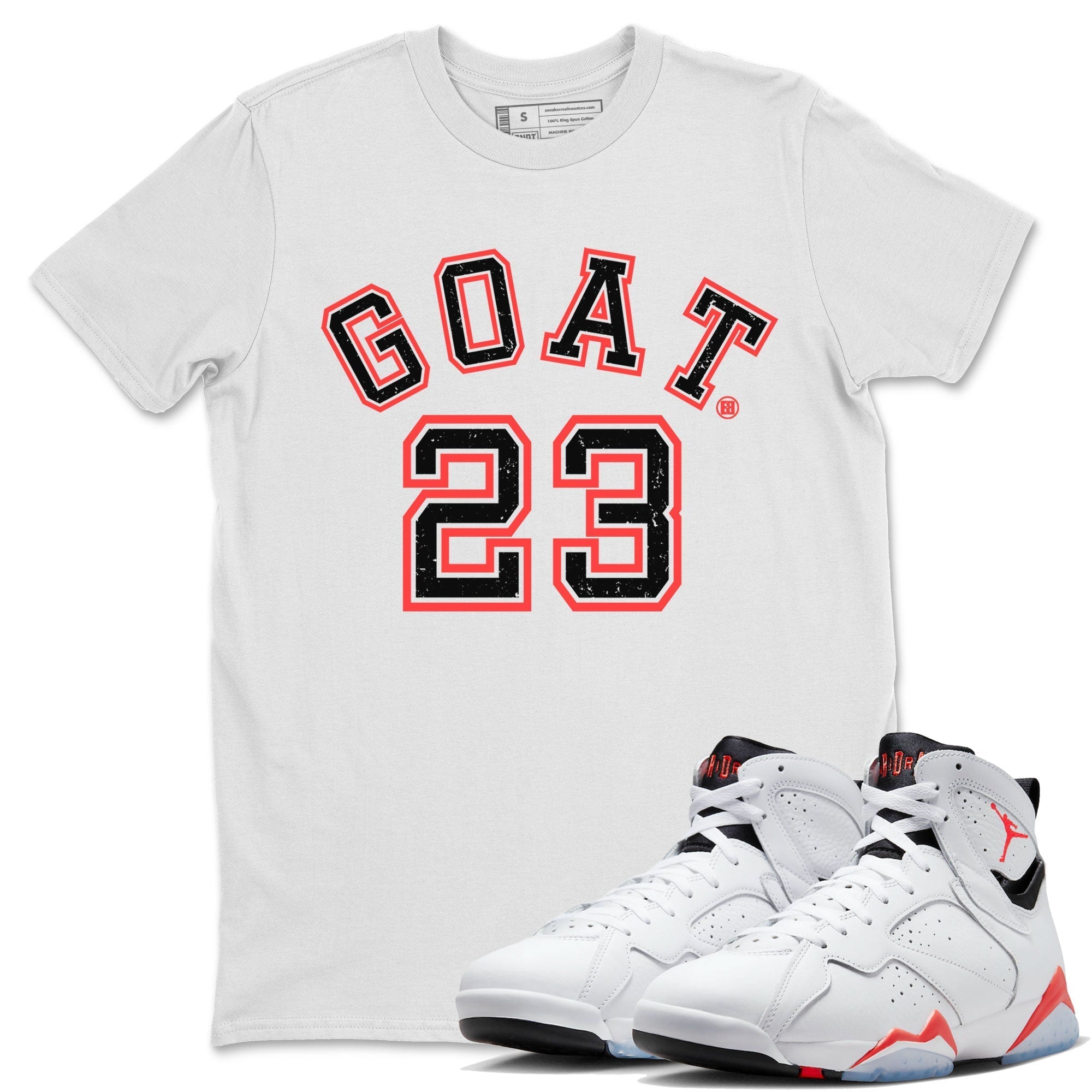 Goat 23 Unisex Tops - Air Jordan 7 White Infrared