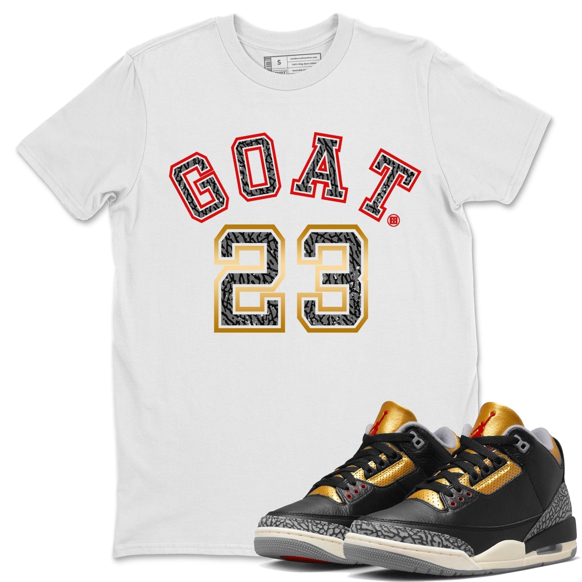 Goat 23 Unisex Tops - Air Jordan 3 Black Gold