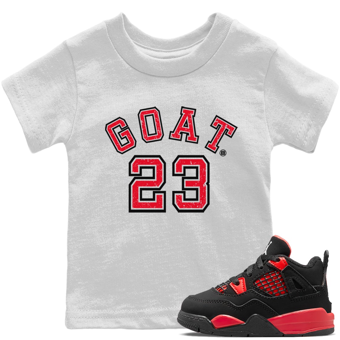 Goat 23 Kids Tops - Air Jordan 4 Red Thunder