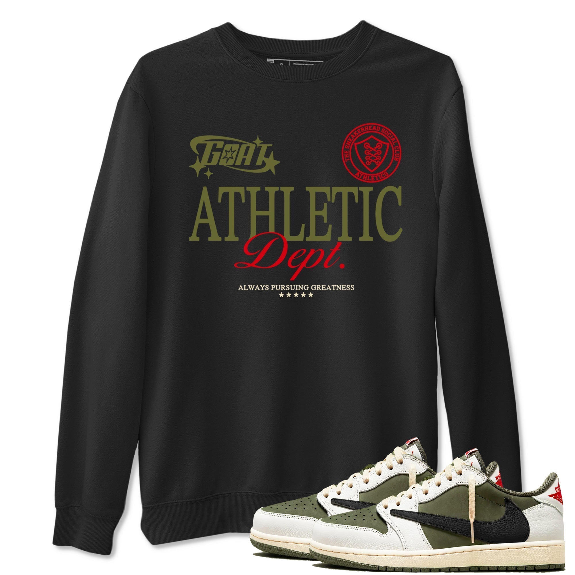 Goat Athletic Dept snkmatch Tees - Air Jordan 1 Travis Scott Medium Olive