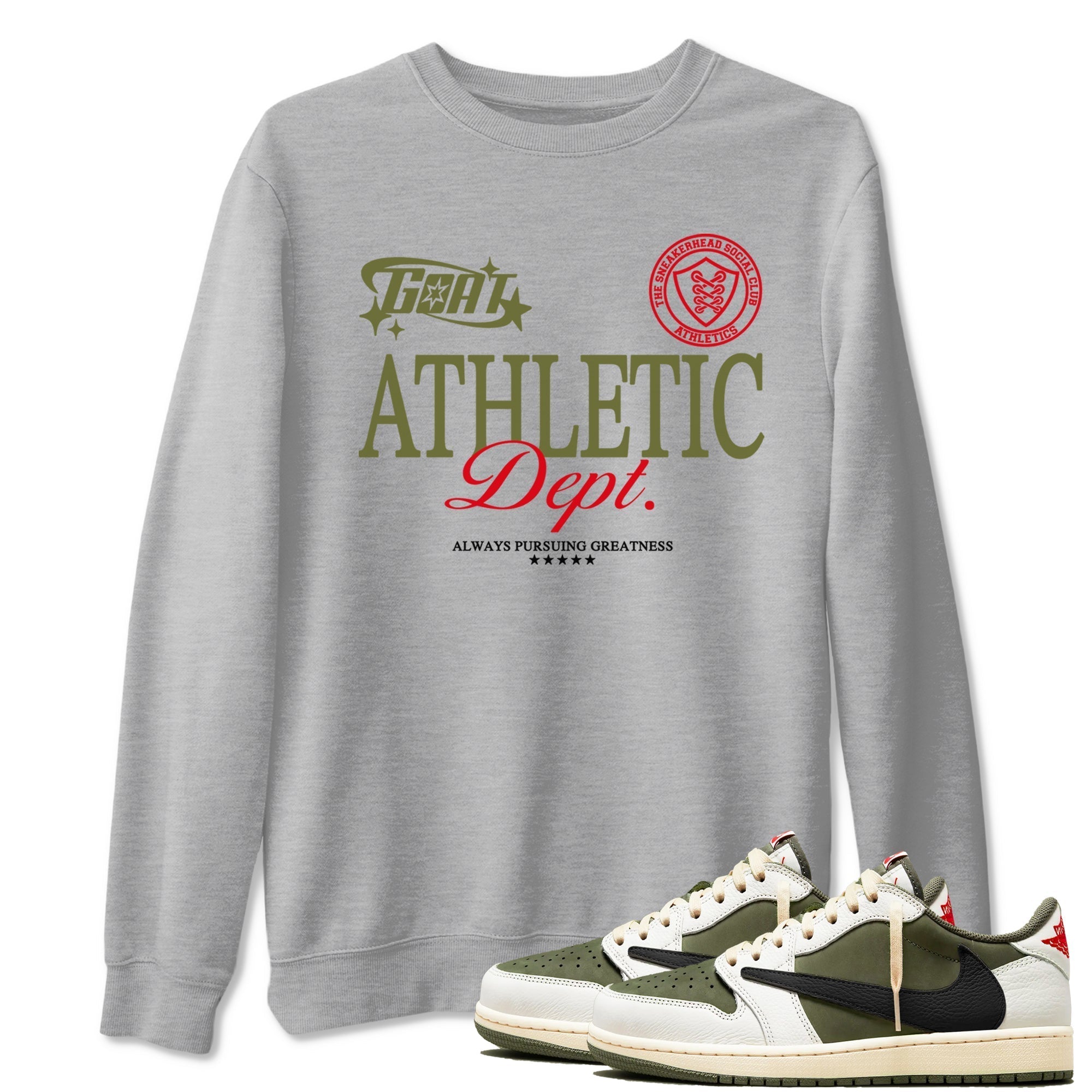 Goat Athletic Dept snkmatch Tees - Air Jordan 1 Travis Scott Medium Olive