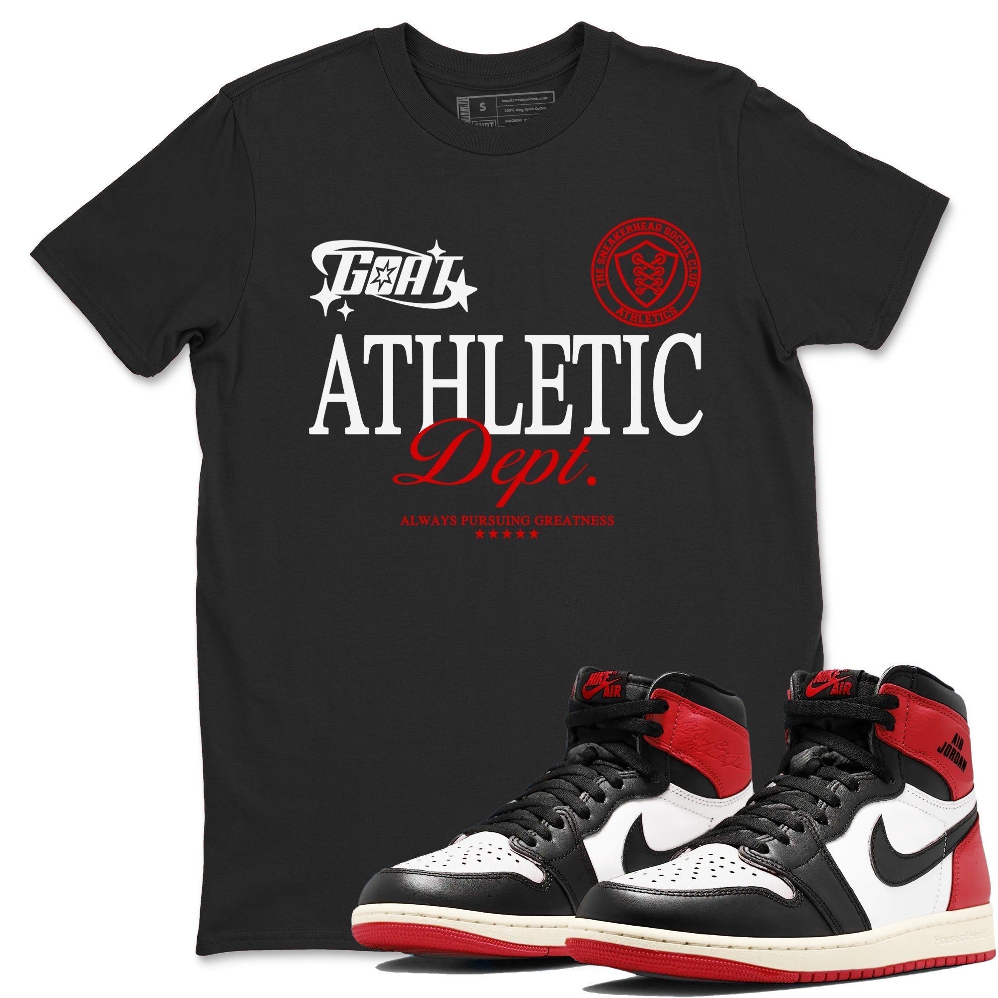 Goat Athletic Dept snkmatch Tees - Air Jordan 1 Black Toe Reimagined