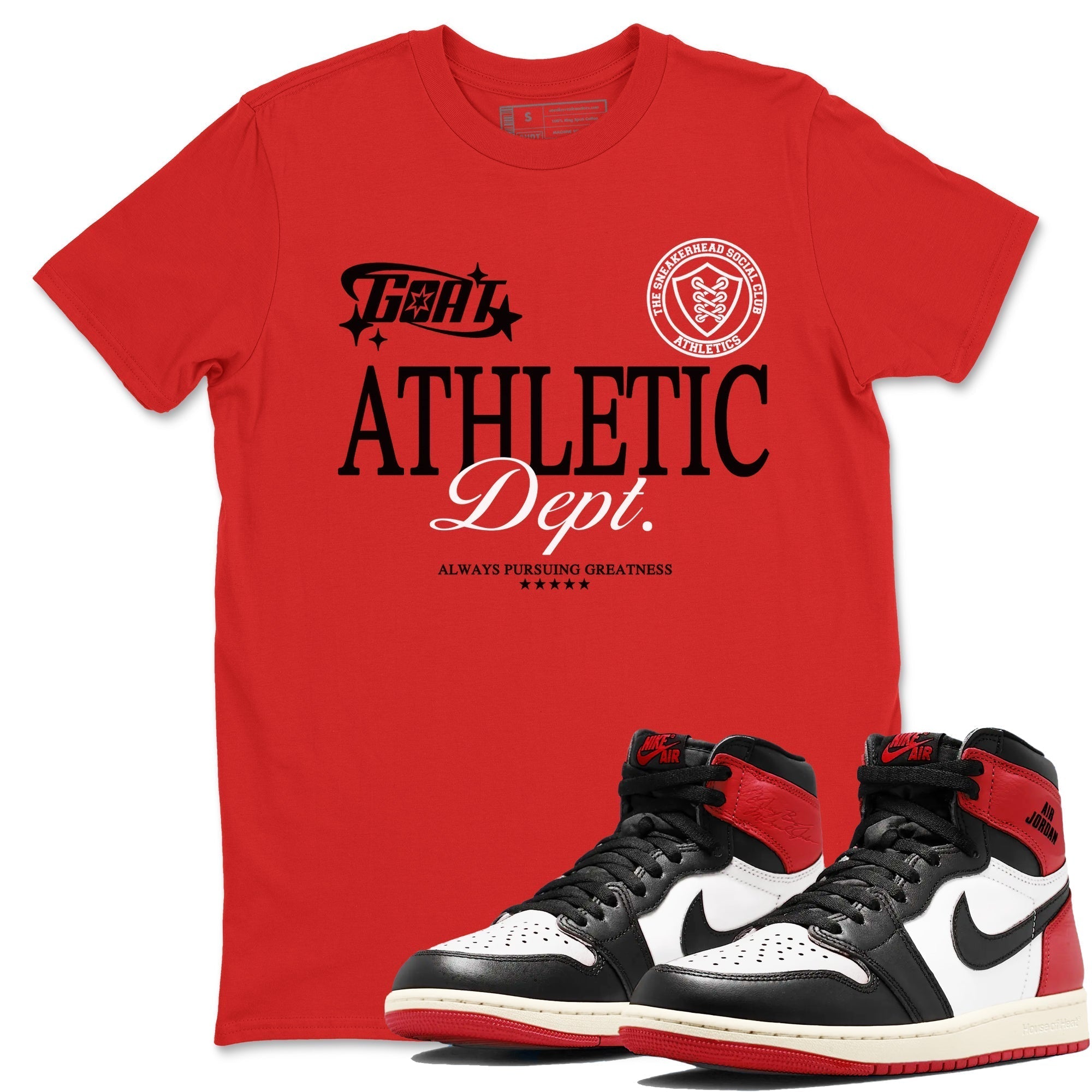 Goat Athletic Dept snkmatch Tees - Air Jordan 1 Black Toe Reimagined