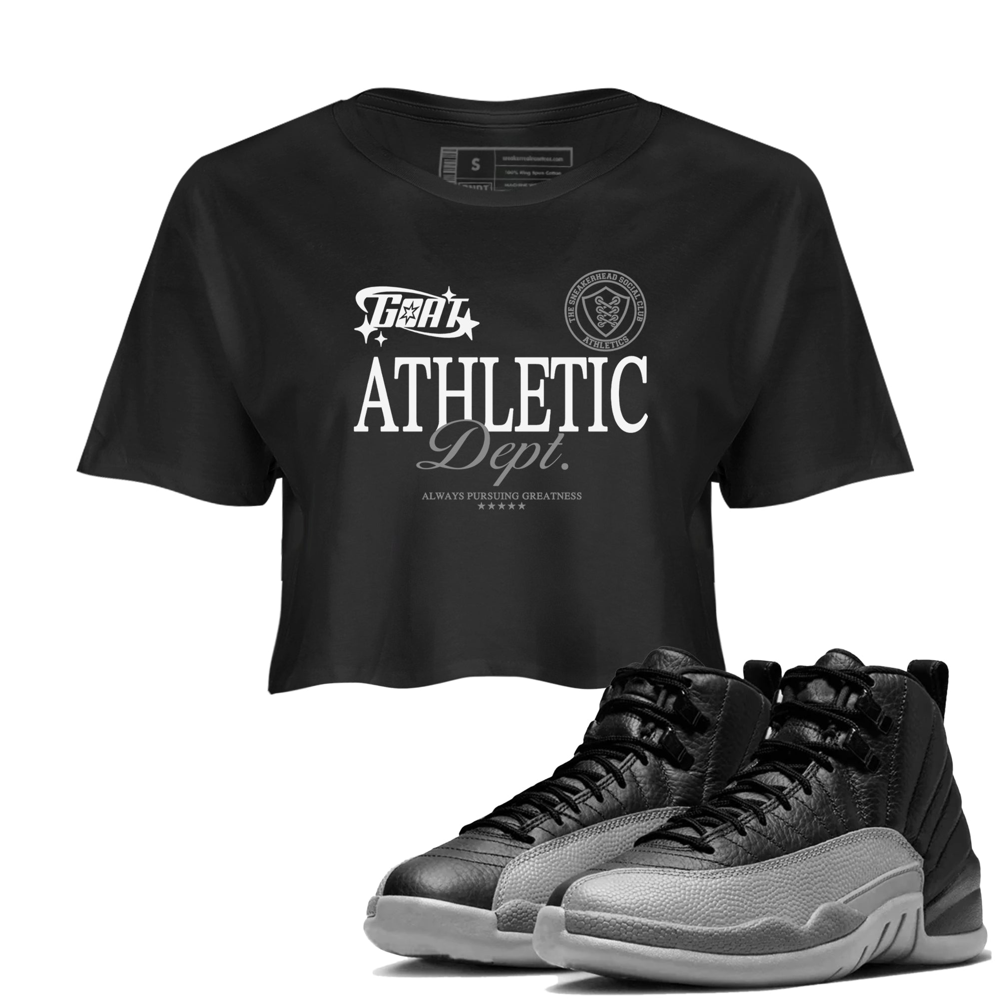Goat Athletic Dept snkmatch Women's Top - Air Jordan 12 Black Wolf Grey