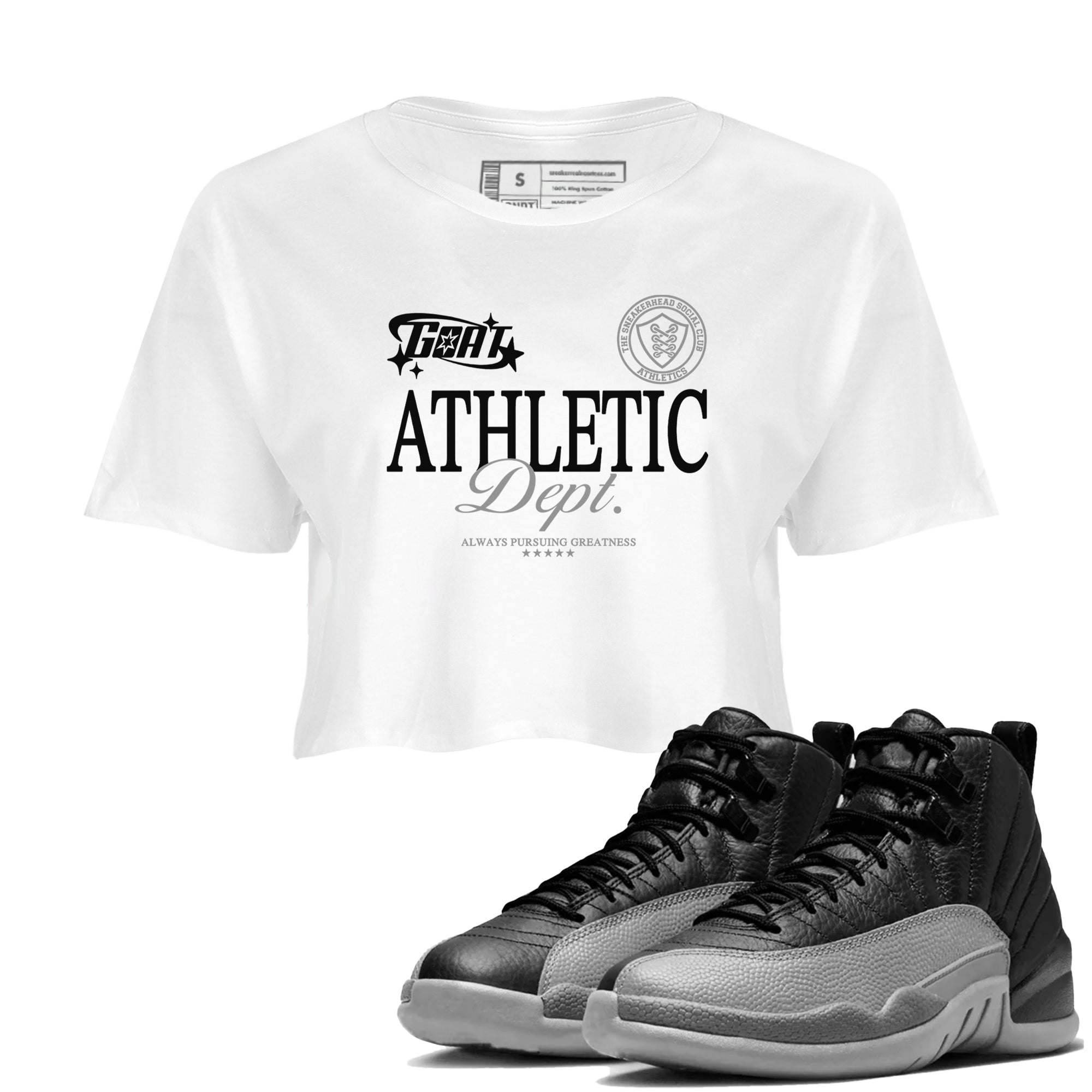 Goat Athletic Dept snkmatch Women's Top - Air Jordan 12 Black Wolf Grey