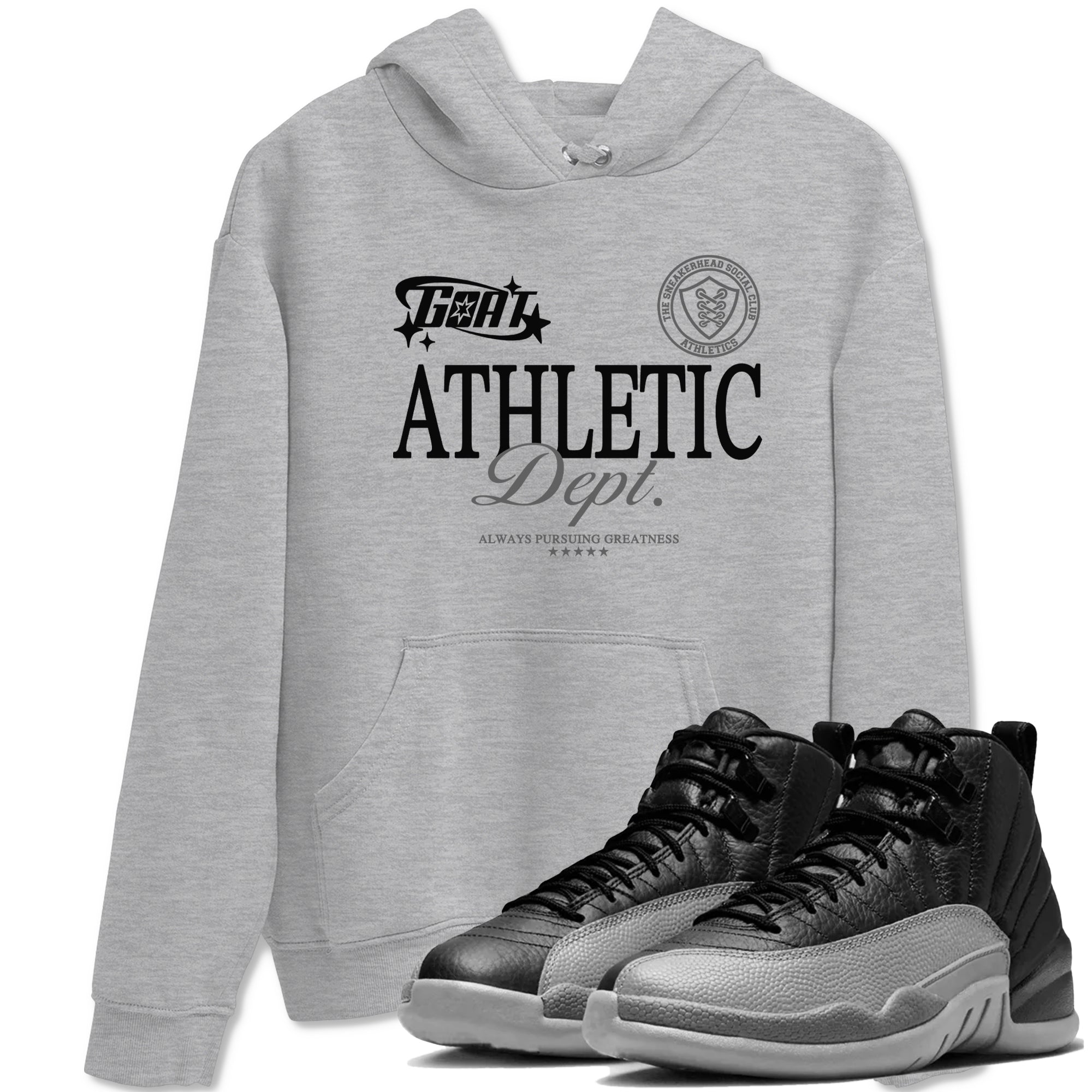 Goat Athletic Dept snkmatch Tees - Air Jordan 12 Black Wolf Grey