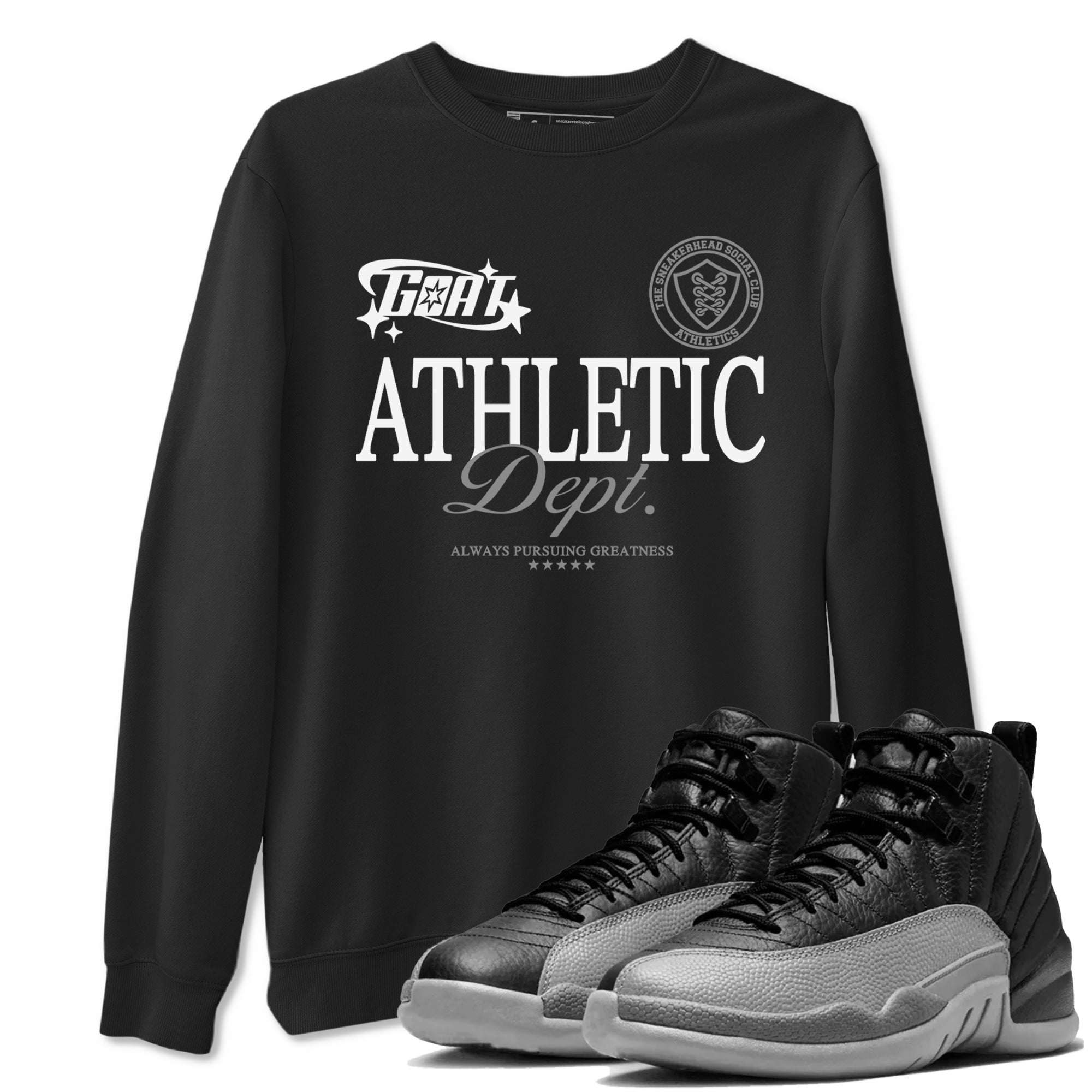 Goat Athletic Dept snkmatch Tees - Air Jordan 12 Black Wolf Grey