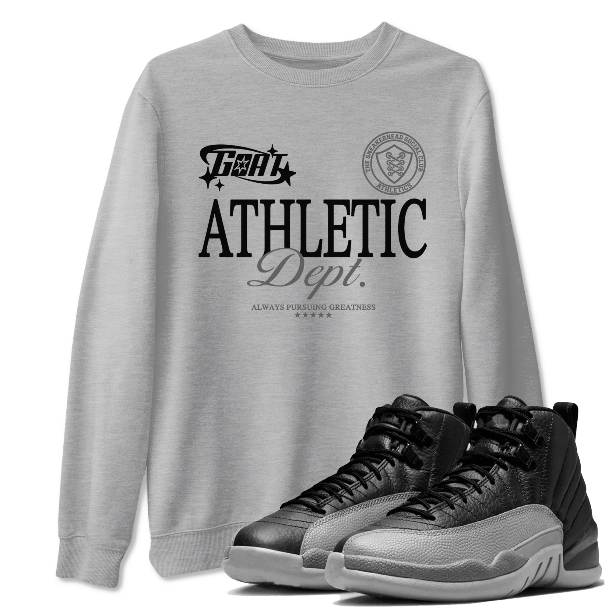 Goat Athletic Dept snkmatch Tees - Air Jordan 12 Black Wolf Grey