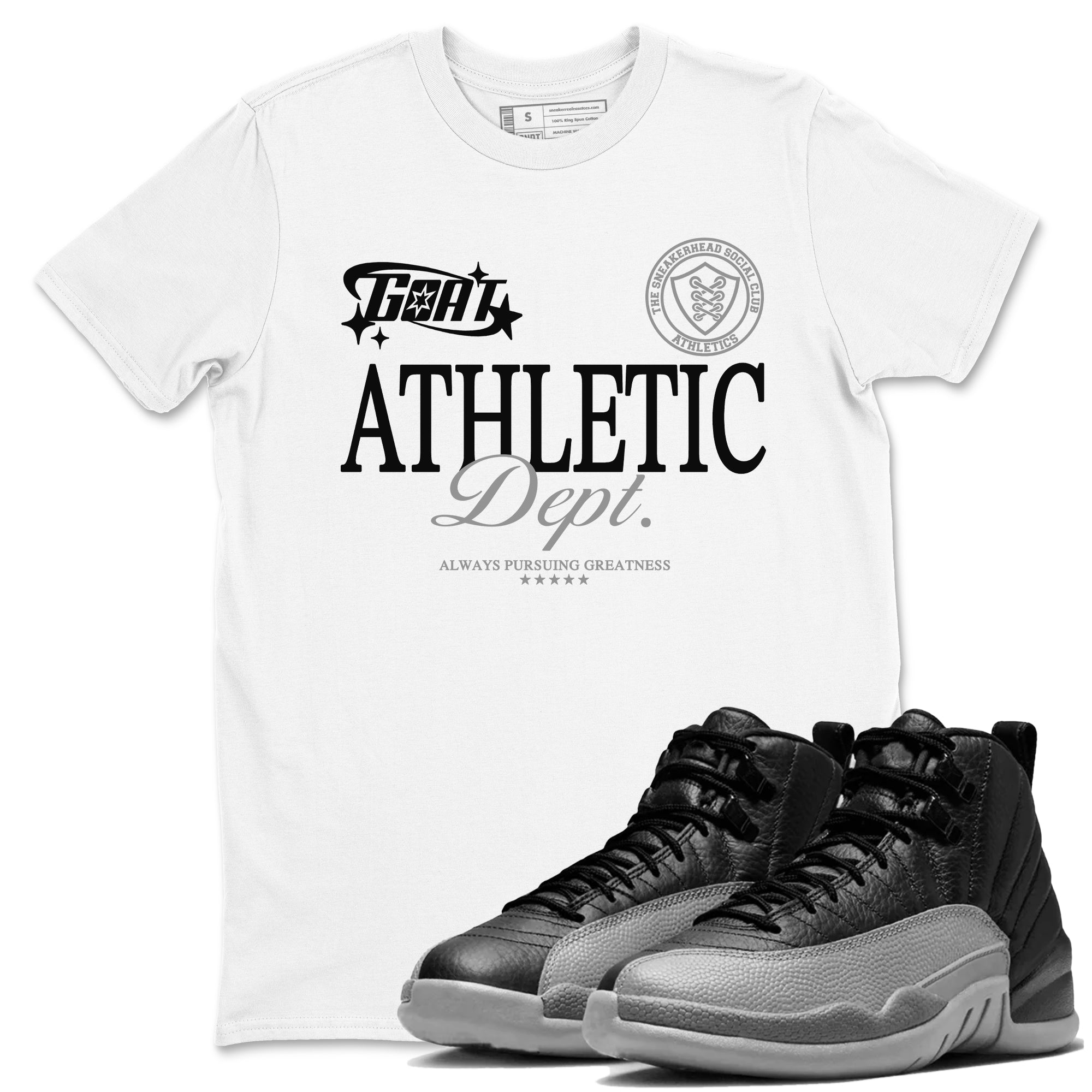 Goat Athletic Dept snkmatch Tees - Air Jordan 12 Black Wolf Grey