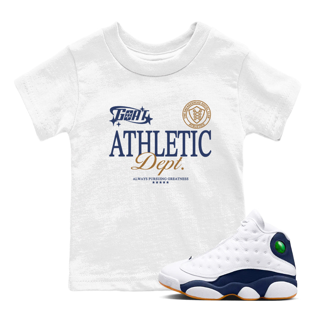 Goat Athletic Dept snkmatch Tees Kids - Air Jordan 13 Midnight Navy